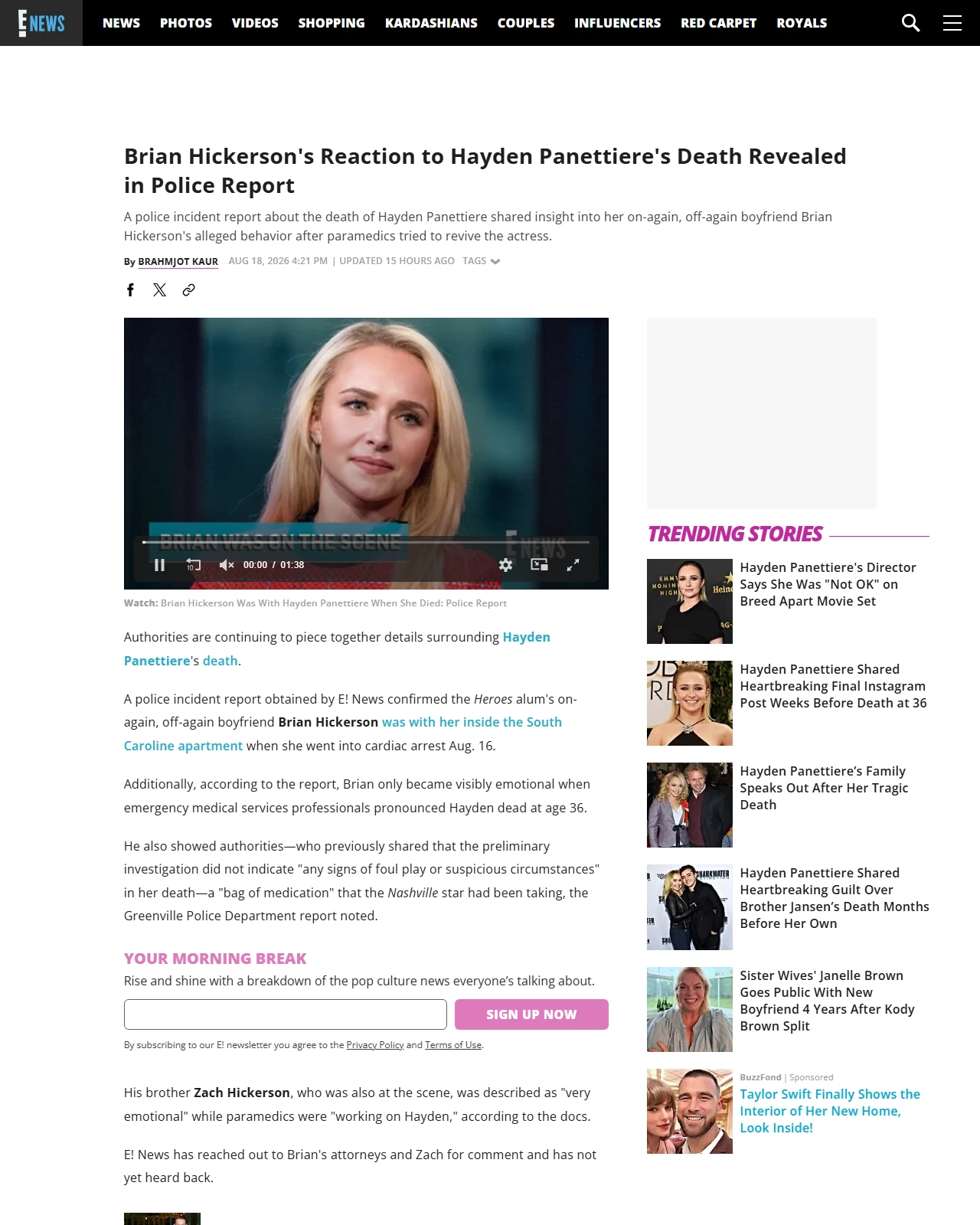 eonline.com as published: Brian Hickerson's Reaction to Hayden Panettiere's Death Revealed in Police Report