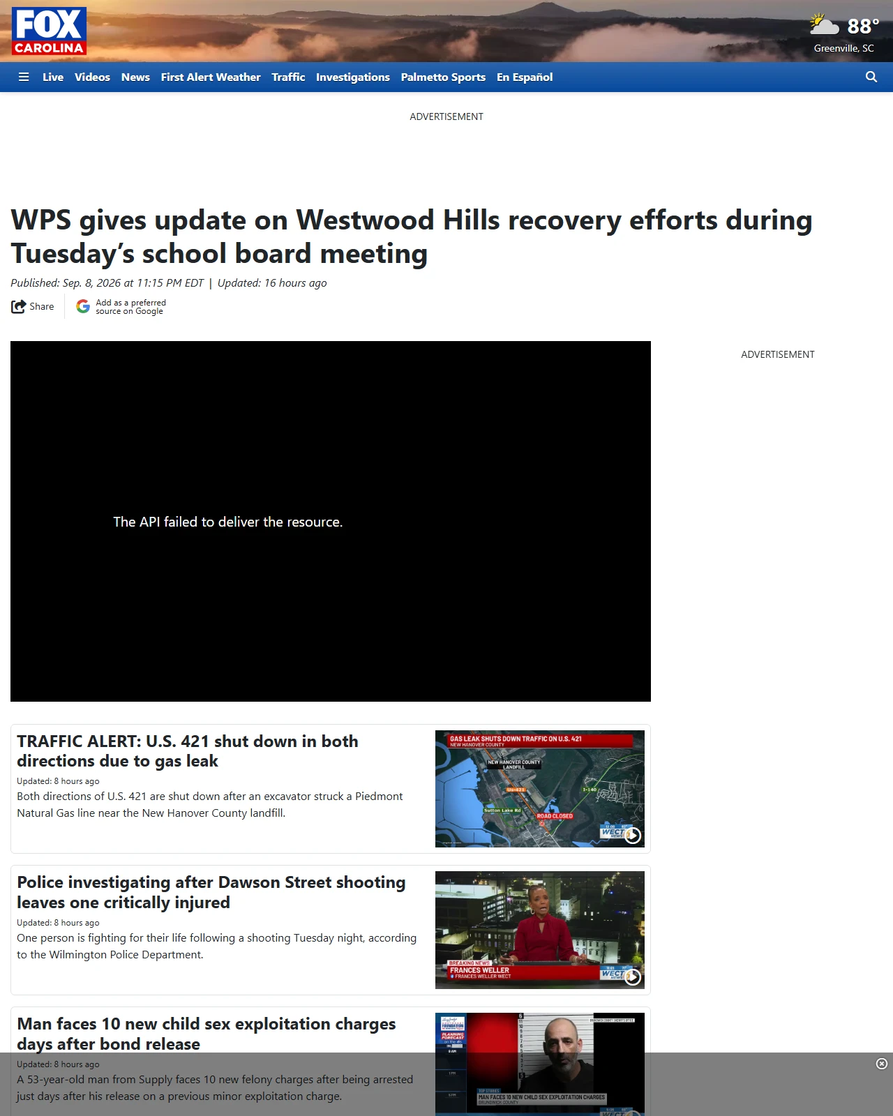 foxcarolina.com as published: WPS gives update on Westwood Hills recovery efforts during Tuesday’s school board meeting