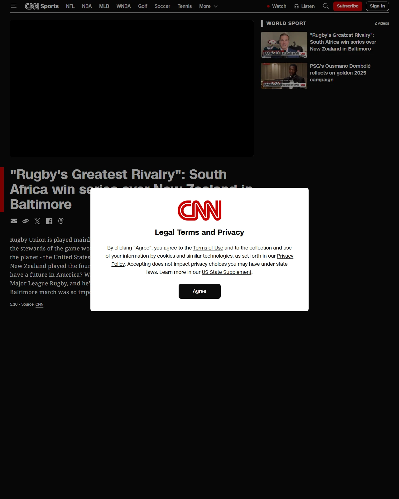 cnn.com as published: "Rugby's Greatest Rivalry": South Africa win series over New Zealand in Baltimore