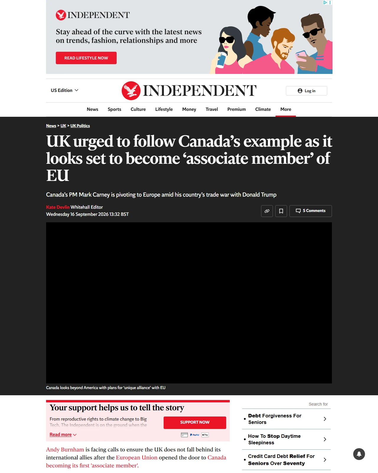 independent.co.uk as published: UK urged to follow Canada’s example as it looks set to become ‘associate member’ of EU