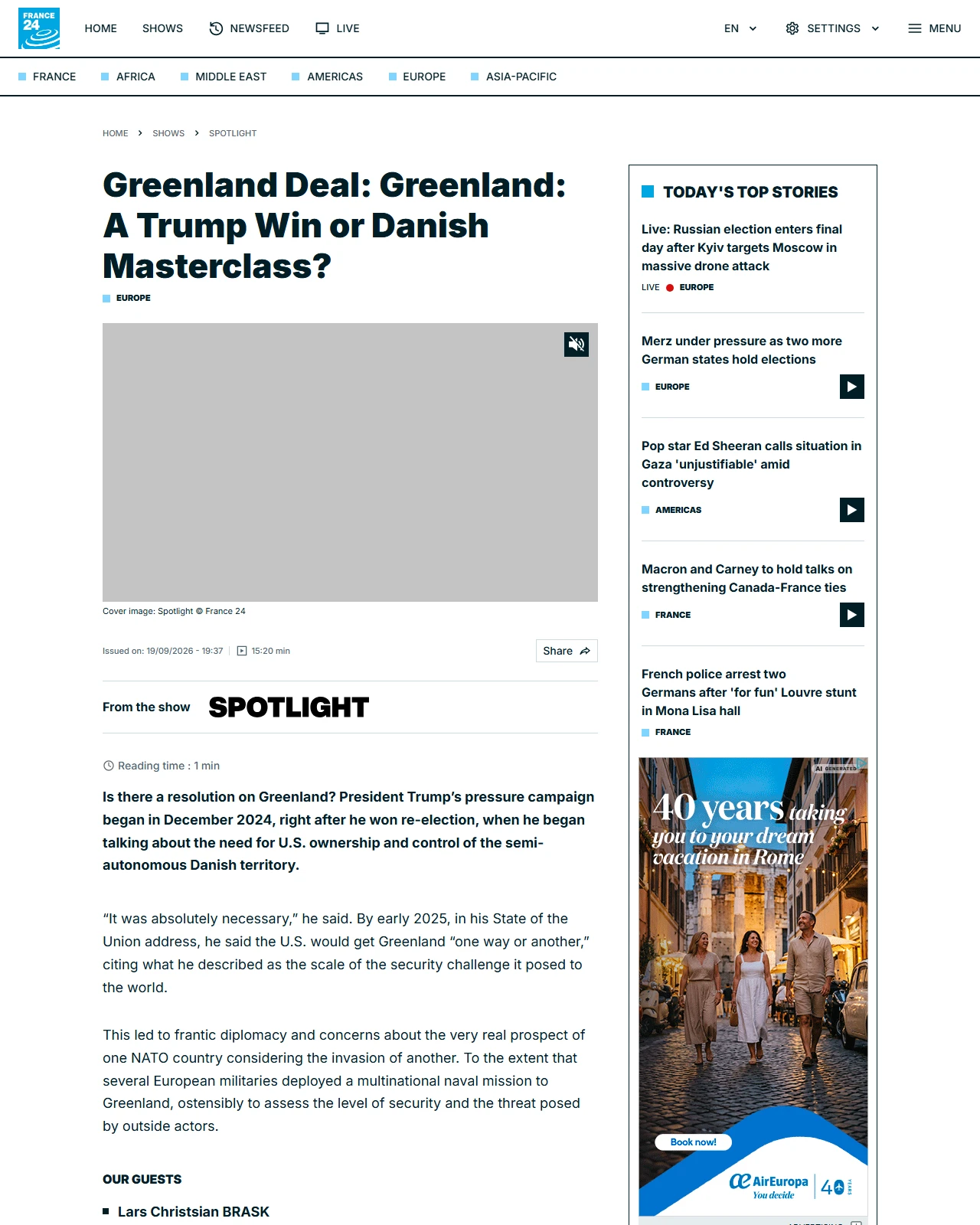 france24.com as published: Greenland Deal: Greenland: A Trump Win or Danish Masterclass?