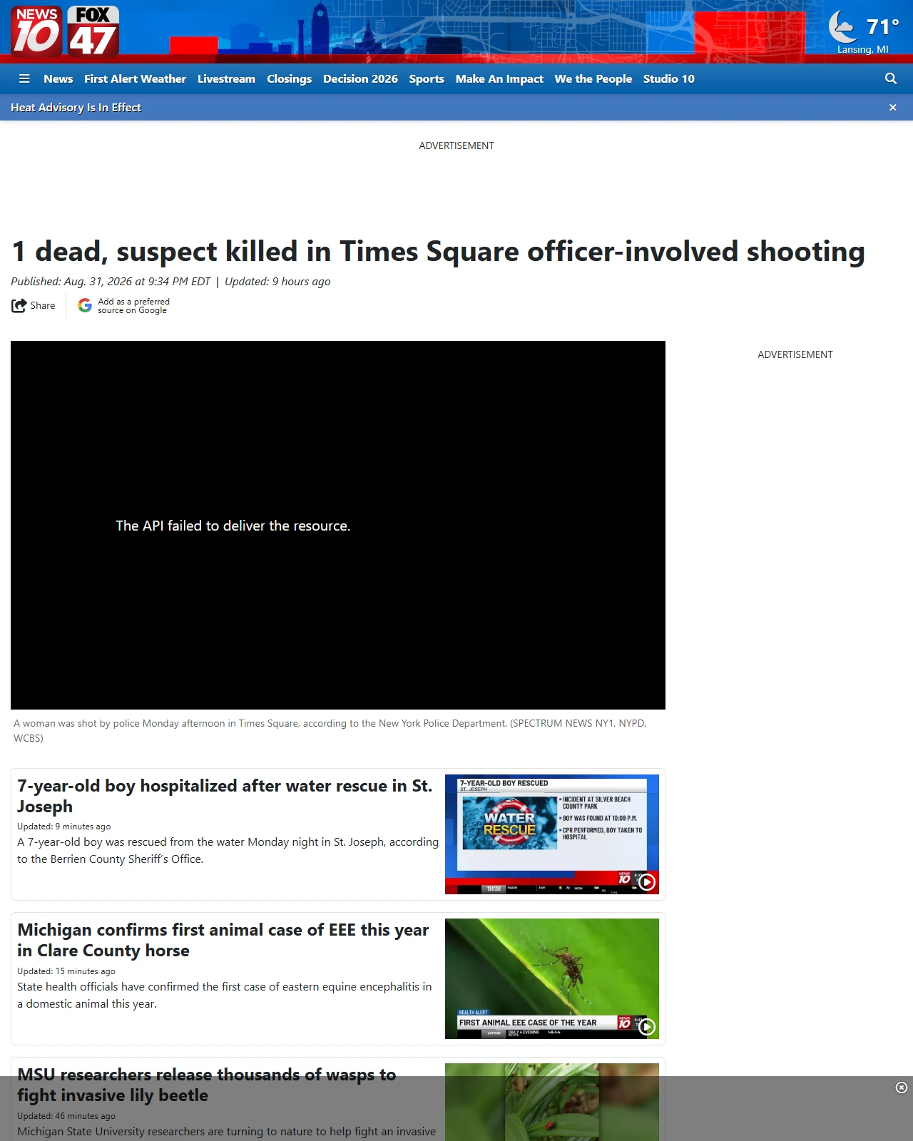 wilx.com as published: 1 dead, suspect killed in Times Square officer-involved shooting