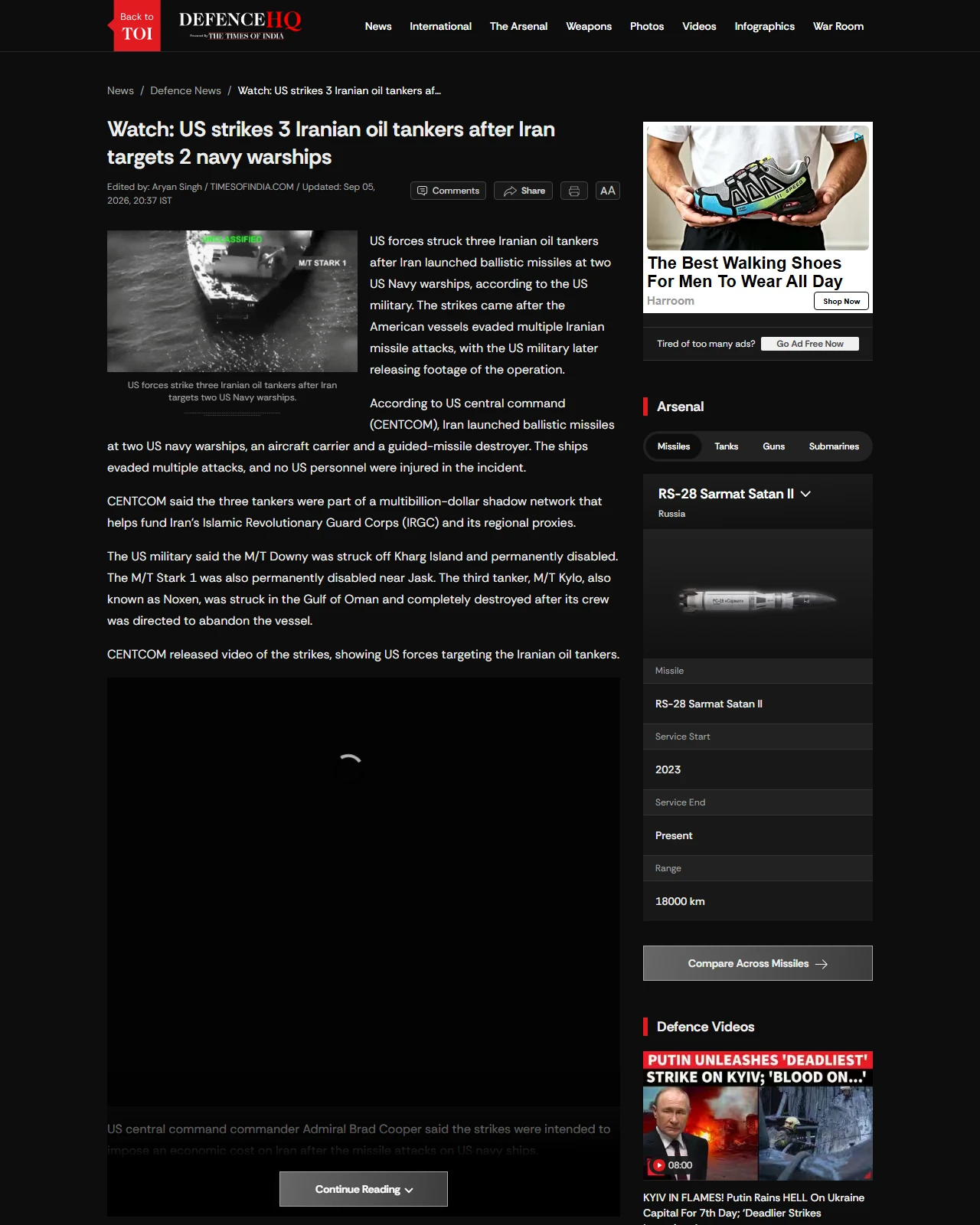 timesofindia.indiatimes.com as published: Watch: US strikes 3 Iranian oil tankers after Iran targets 2 navy warships