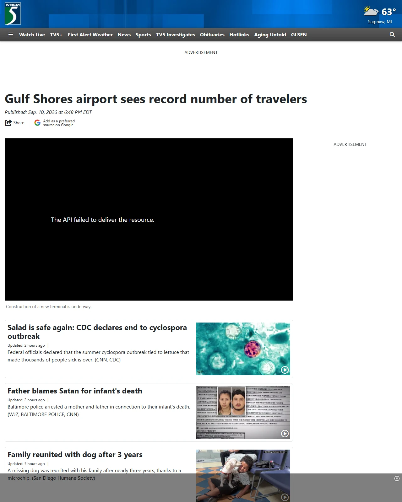 wnem.com as published: Gulf Shores airport sees record number of travelers