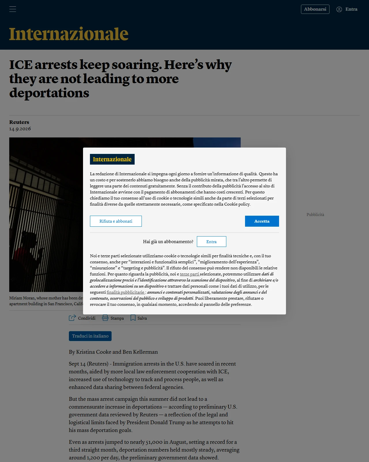 internazionale.it as published: ICE arrests keep soaring. Here’s why they are not leading to more deportations