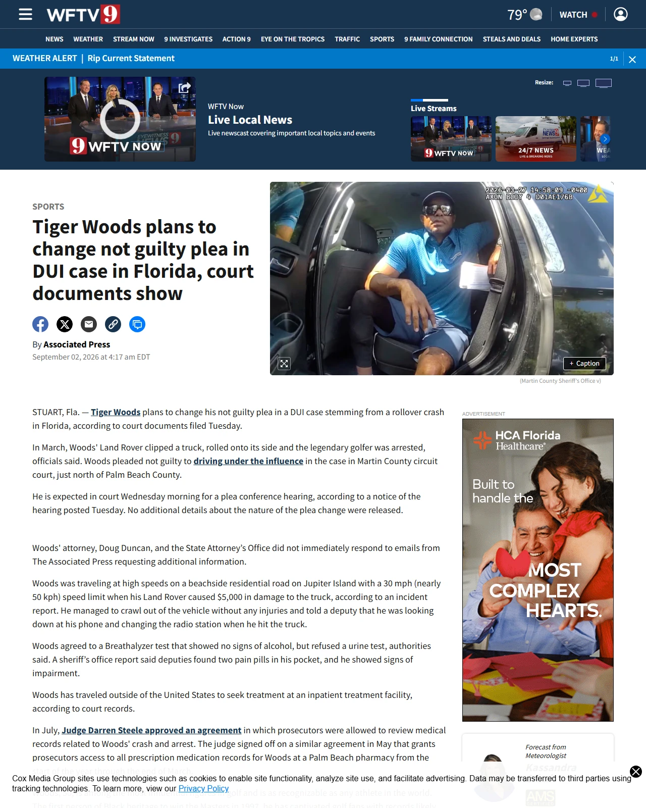 wftv.com as published: Tiger Woods plans to change not guilty plea in DUI case in Florida, court documents show
