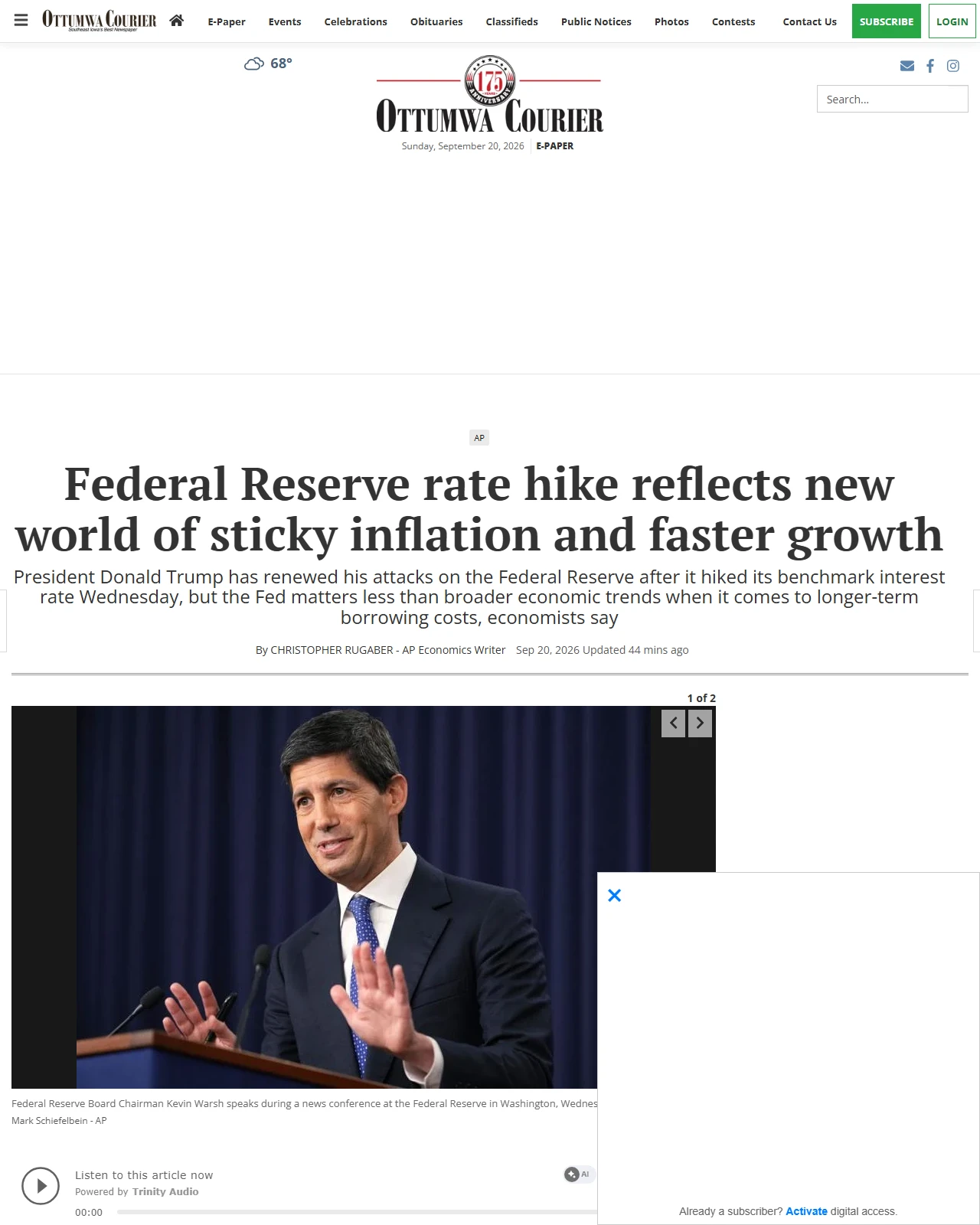 ottumwacourier.com as published: Federal Reserve rate hike reflects new world of sticky inflation and faster growth
