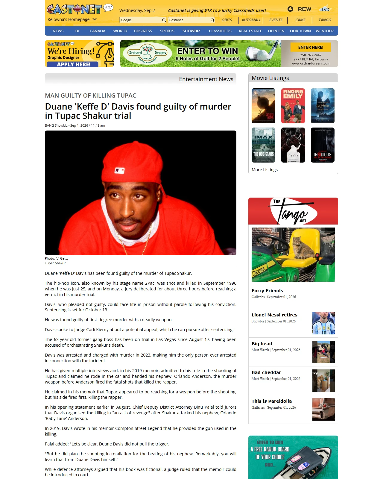 castanet.net as published: Duane 'Keffe D' Davis found guilty of murder in Tupac Shakur trial