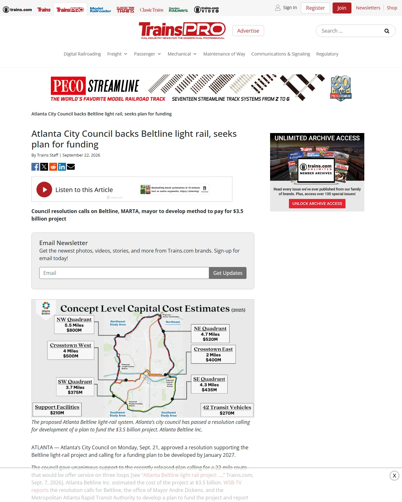 trains.com as published: Atlanta City Council backs Beltline light rail, seeks plan for funding