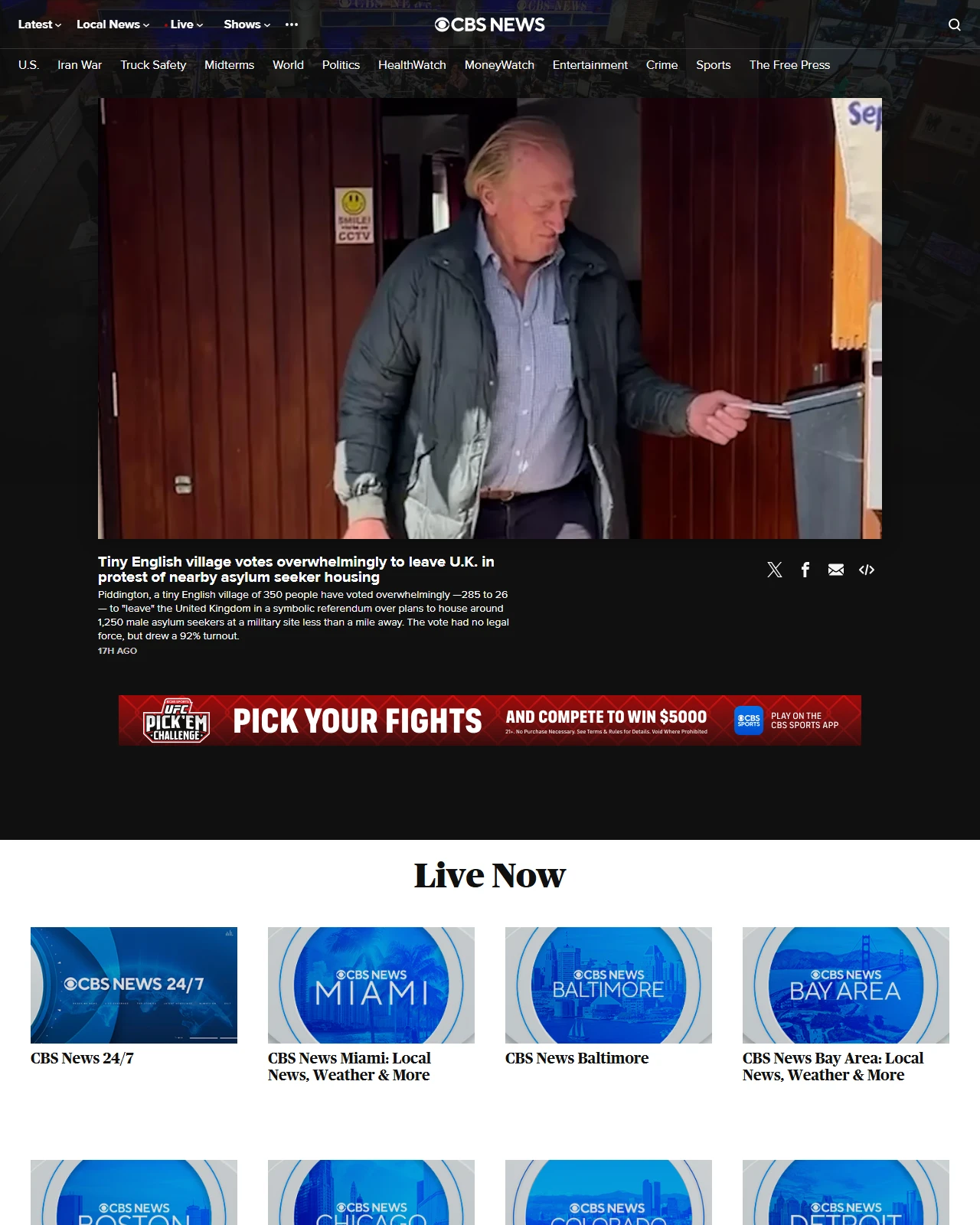cbsnews.com as published: Tiny English village votes overwhelmingly to leave U.K. in protest of nearby asylum seeker housing