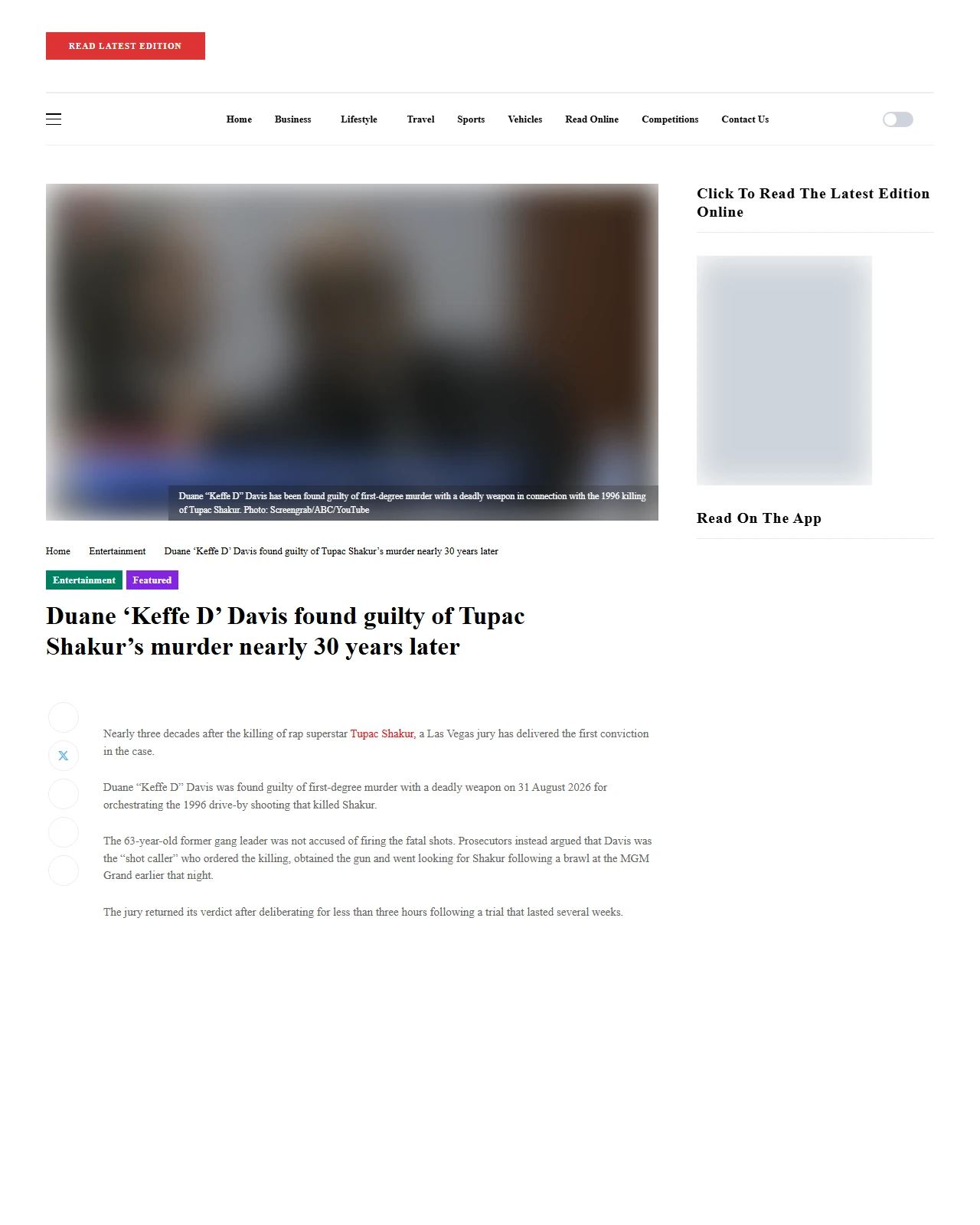inboundsa.com as published: Duane ‘Keffe D’ Davis found guilty of Tupac Shakur’s murder nearly 30 years later