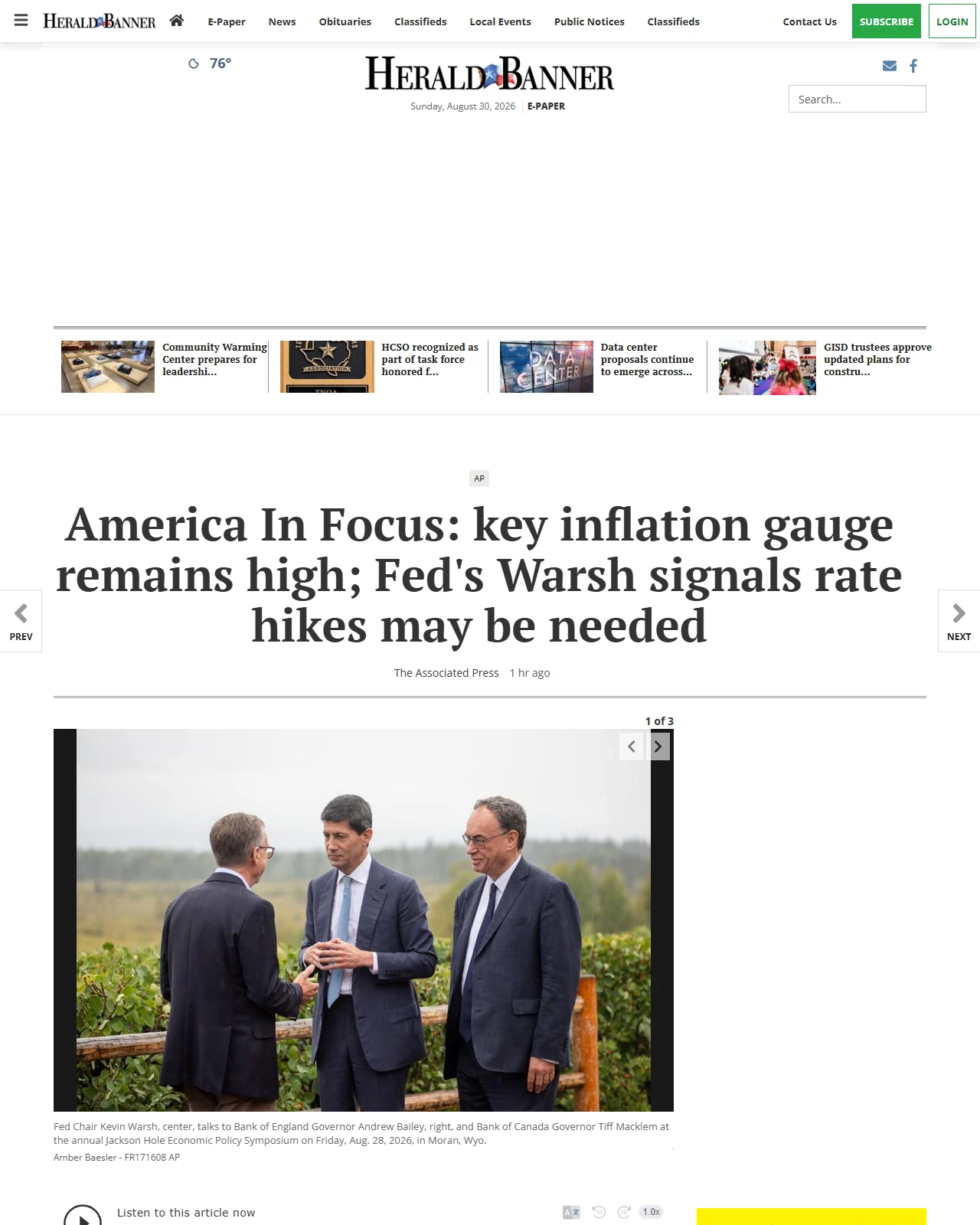 heraldbanner.com as published: America In Focus: key inflation gauge remains high; Fed's Warsh signals rate hikes may be needed - Herald-Banner