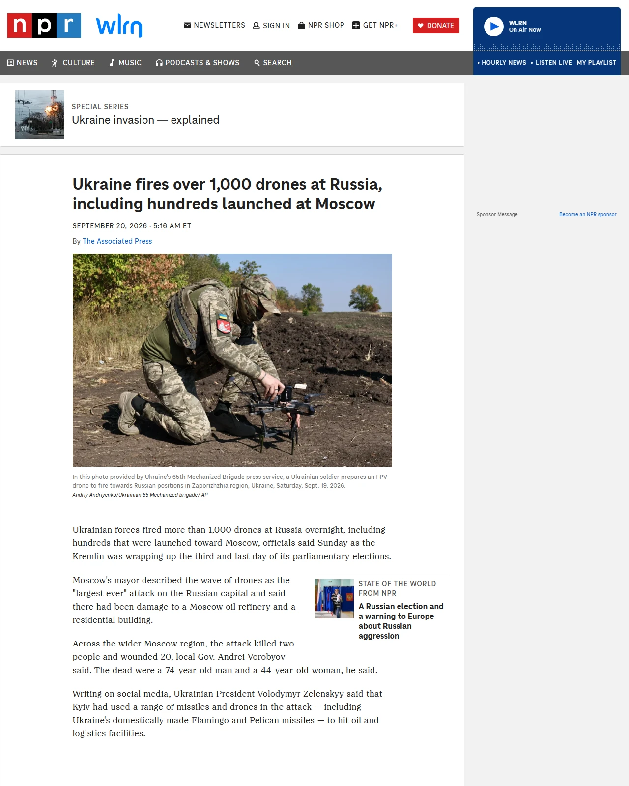 npr.org as published: Ukraine fires over 1,000 drones at Russia, including hundreds launched at Moscow