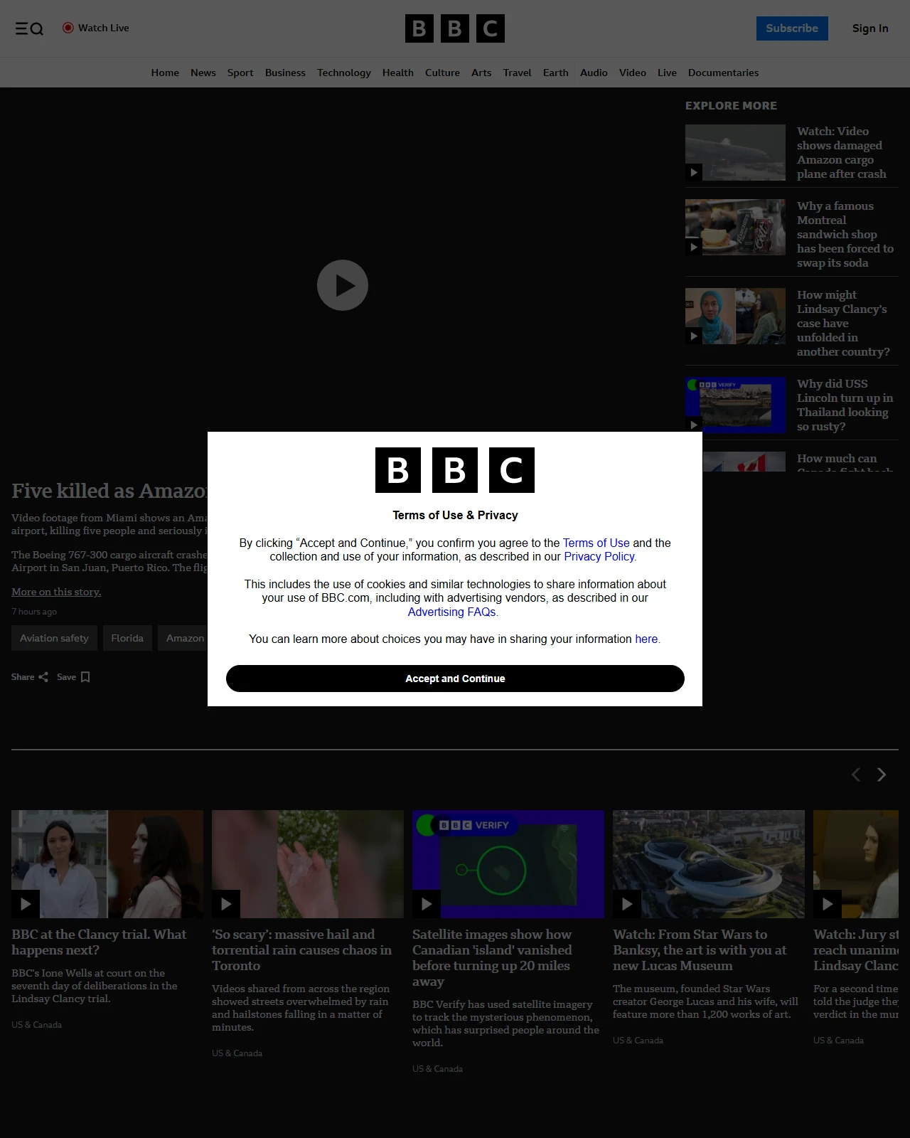 bbc.co.uk as published: Five killed as Amazon cargo plane crashes at Miami airport