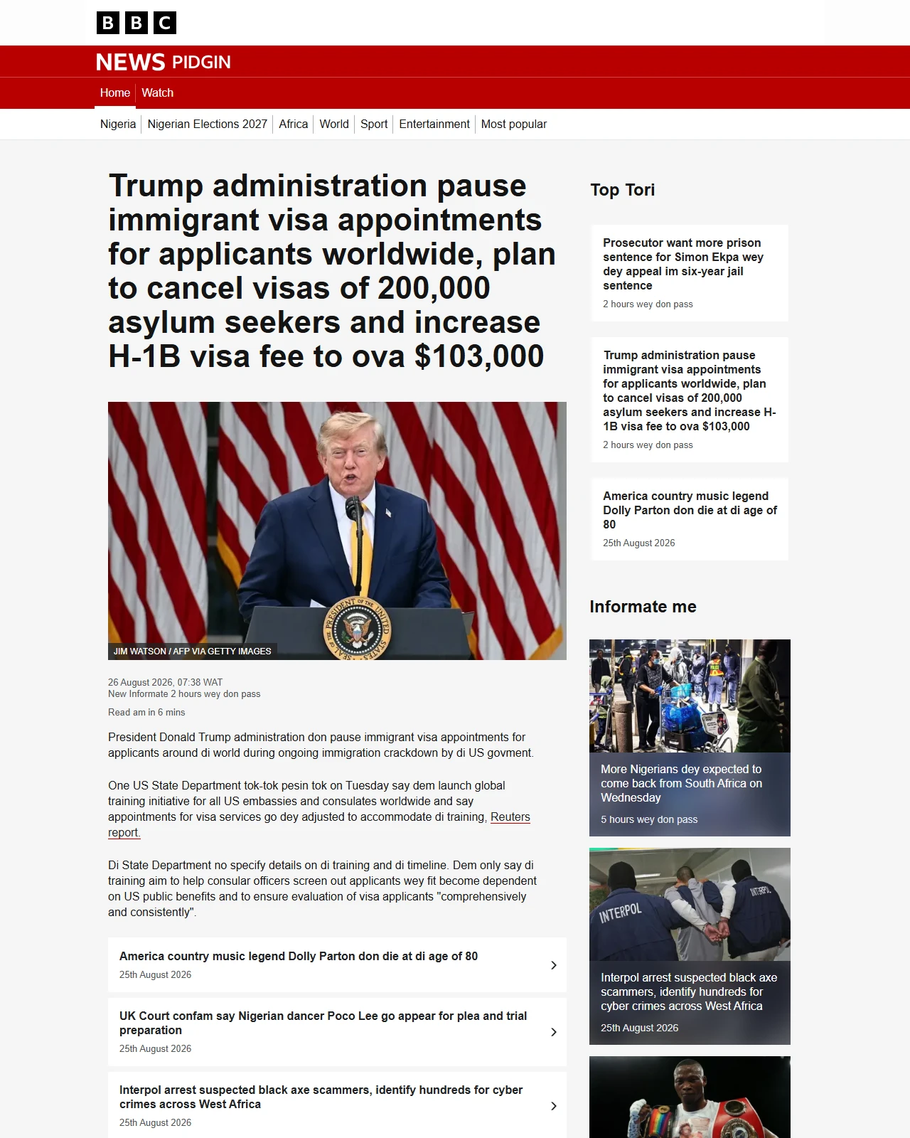 bbc.com as published: Trump administration mass visa revocation: Why Trump administration wan cancel B1, B2 visas of 200,000 asylum seekers and increase H-1B visa fee to ova $103,000