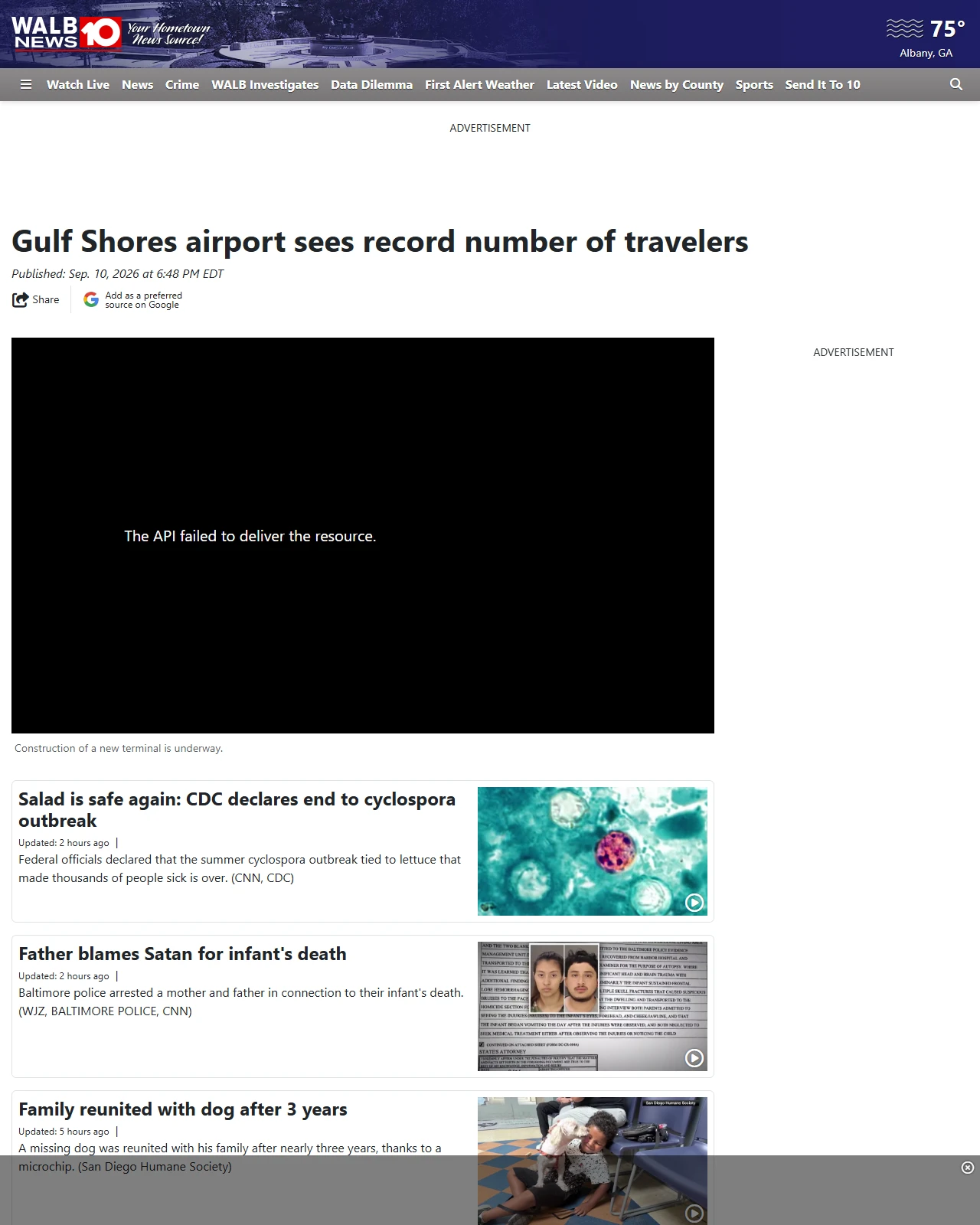 walb.com as published: Gulf Shores airport sees record number of travelers