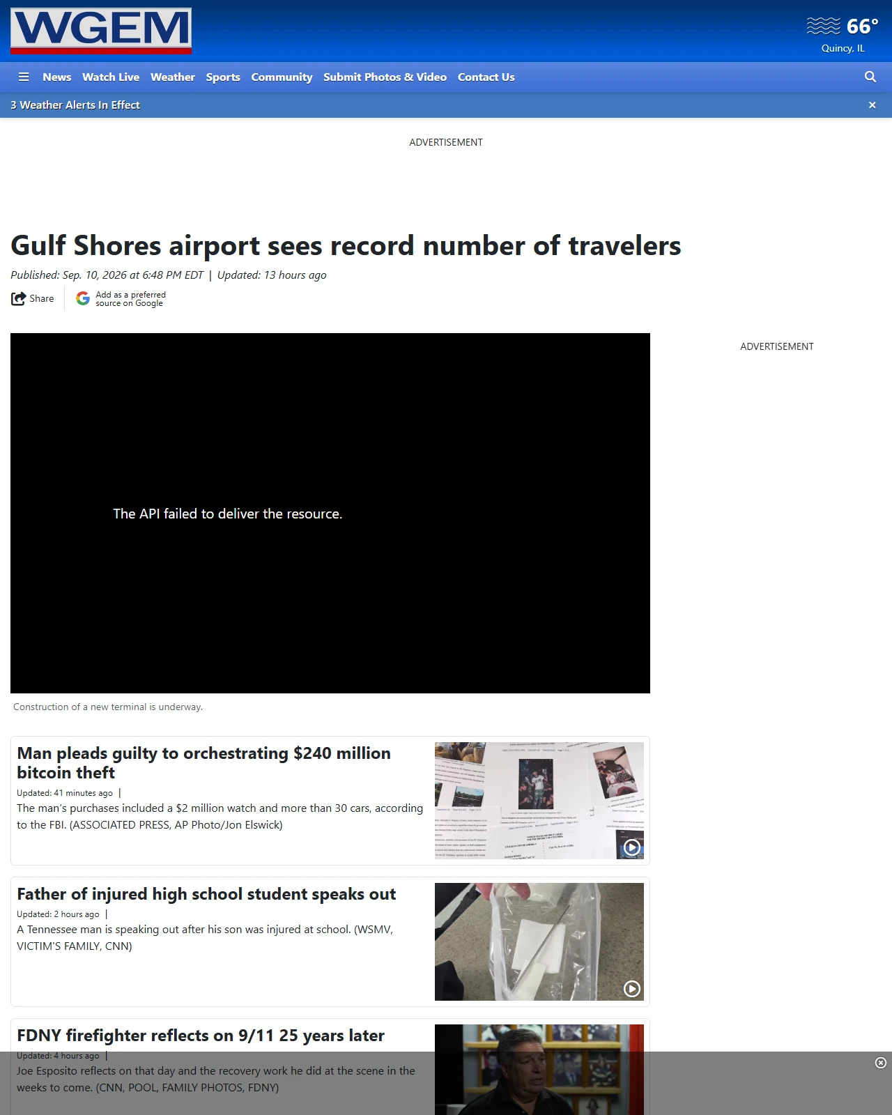 wgem.com as published: Gulf Shores airport sees record number of travelers