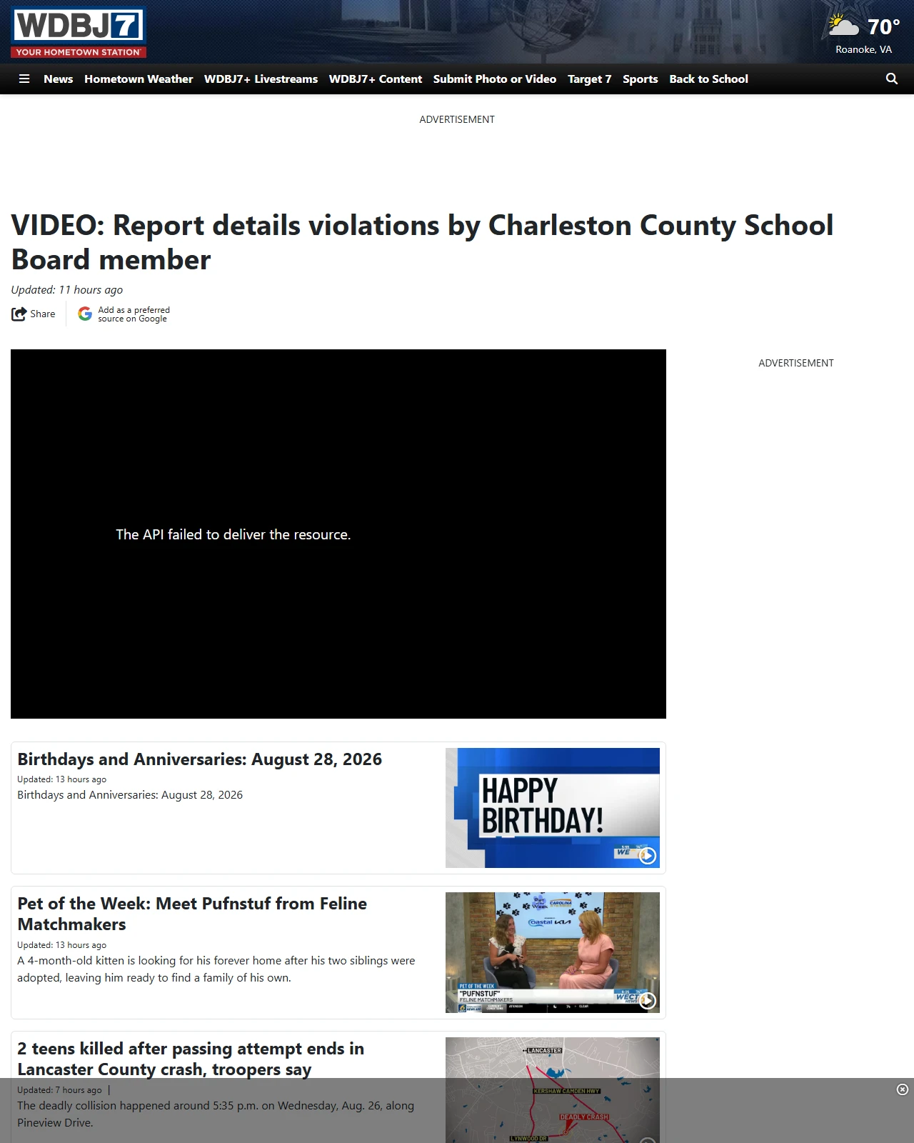 wdbj7.com as published: VIDEO: Report details violations by Charleston County School Board member