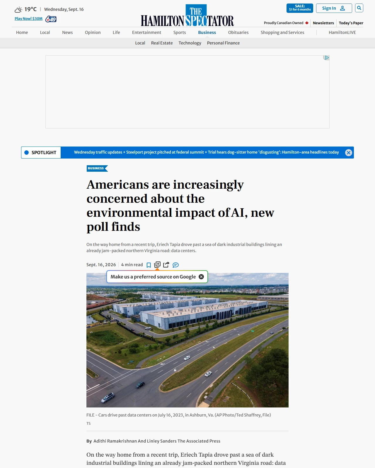 thespec.com as published: Americans are increasingly concerned about the environmental impact of AI, new poll finds