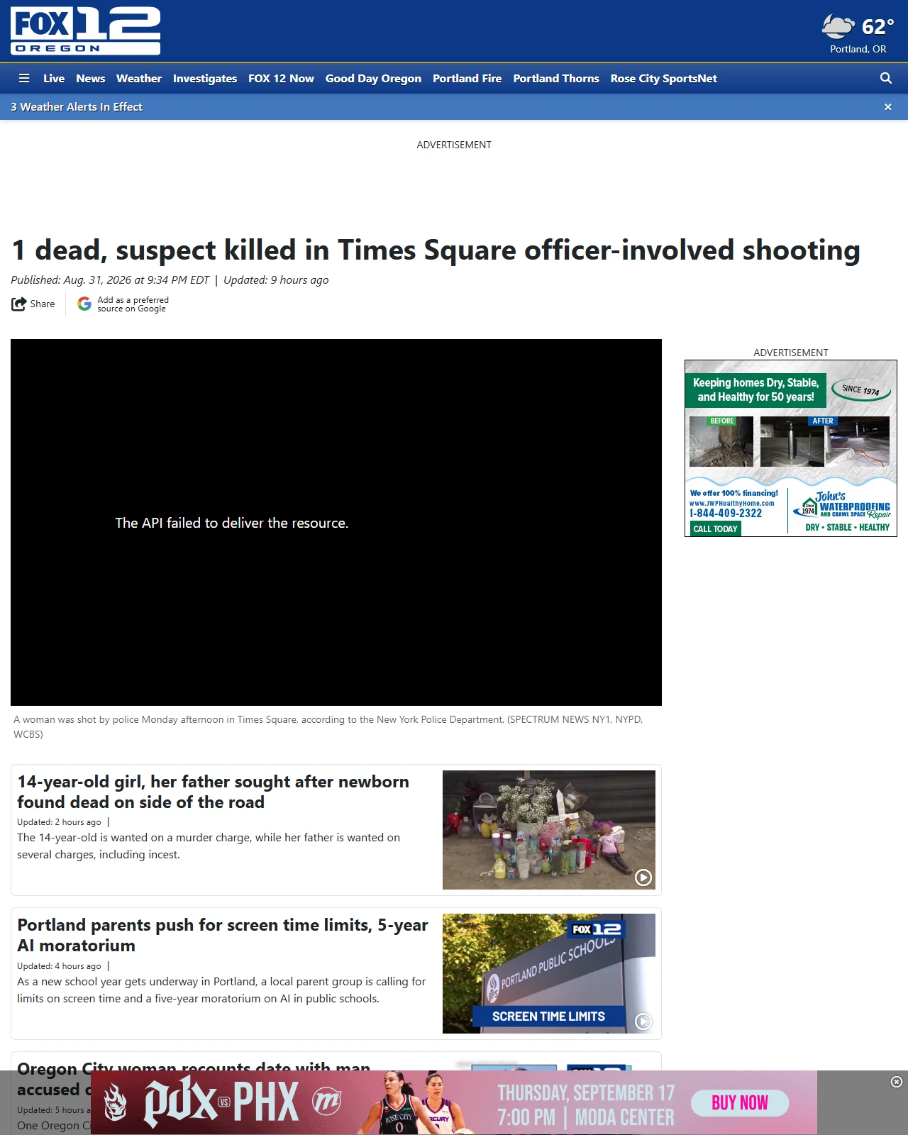 kptv.com as published: 1 dead, suspect killed in Times Square officer-involved shooting