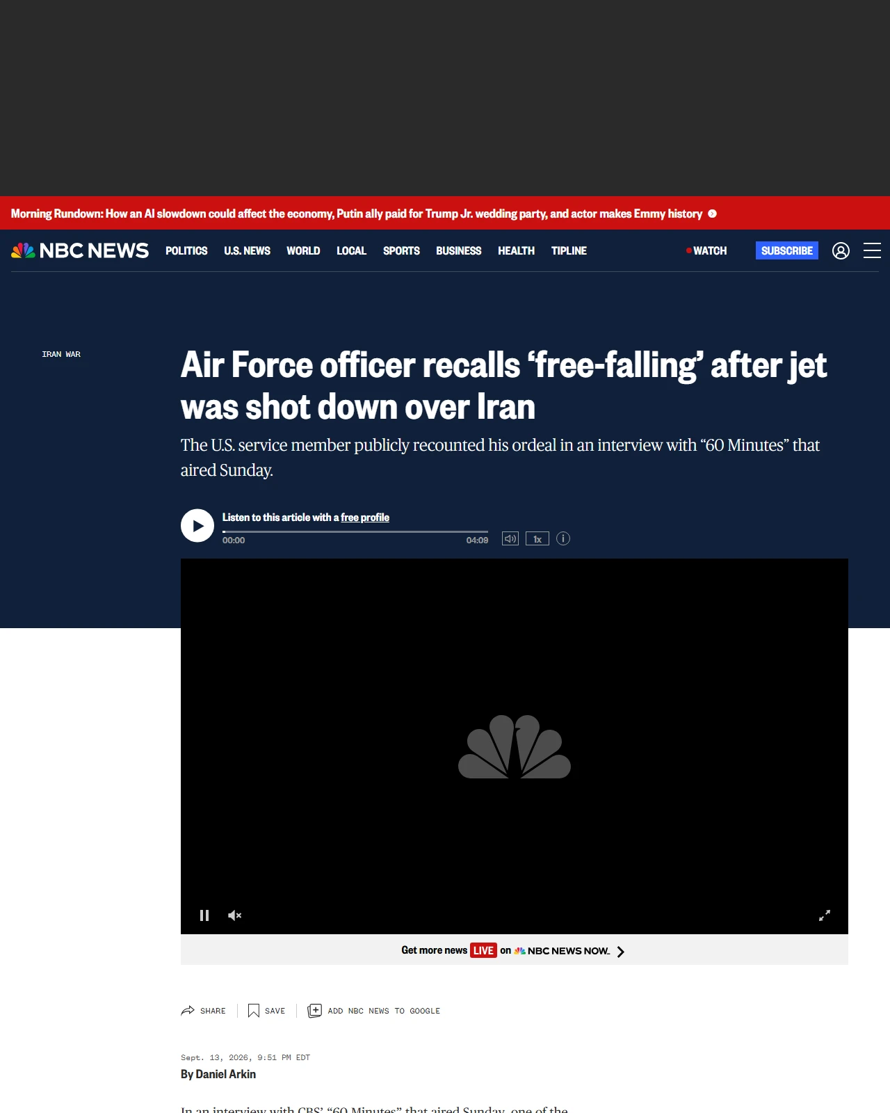 nbcnews.com as published: Air Force officer recalls ‘free-falling’ after jet was shot down over Iran