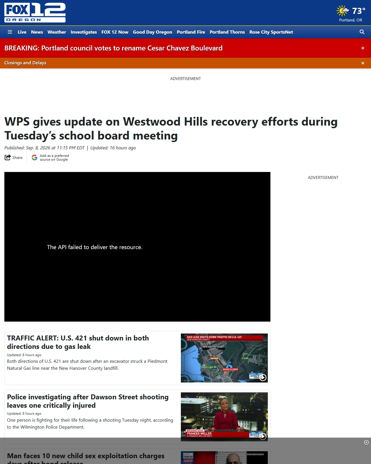 kptv.com as published: WPS gives update on Westwood Hills recovery efforts during Tuesday’s school board meeting
