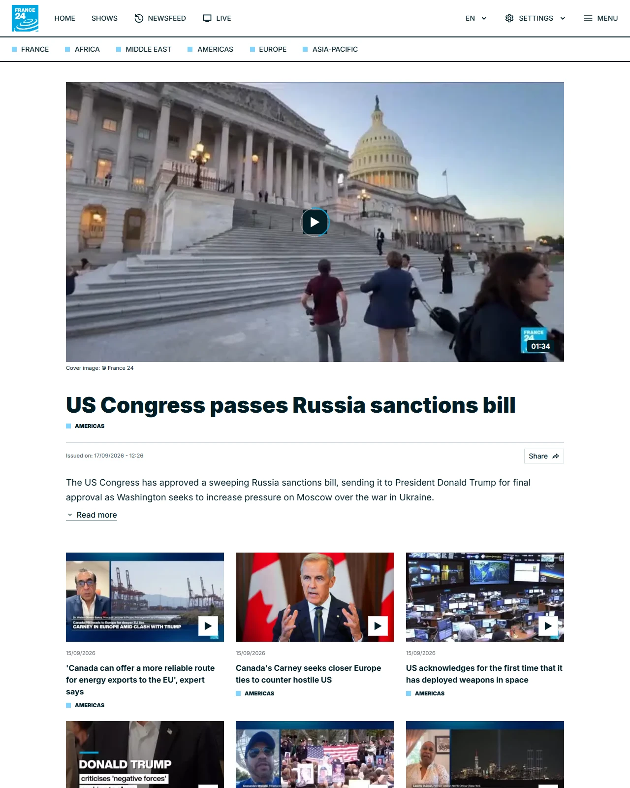 france24.com as published: US Congress passes Russia sanctions bill