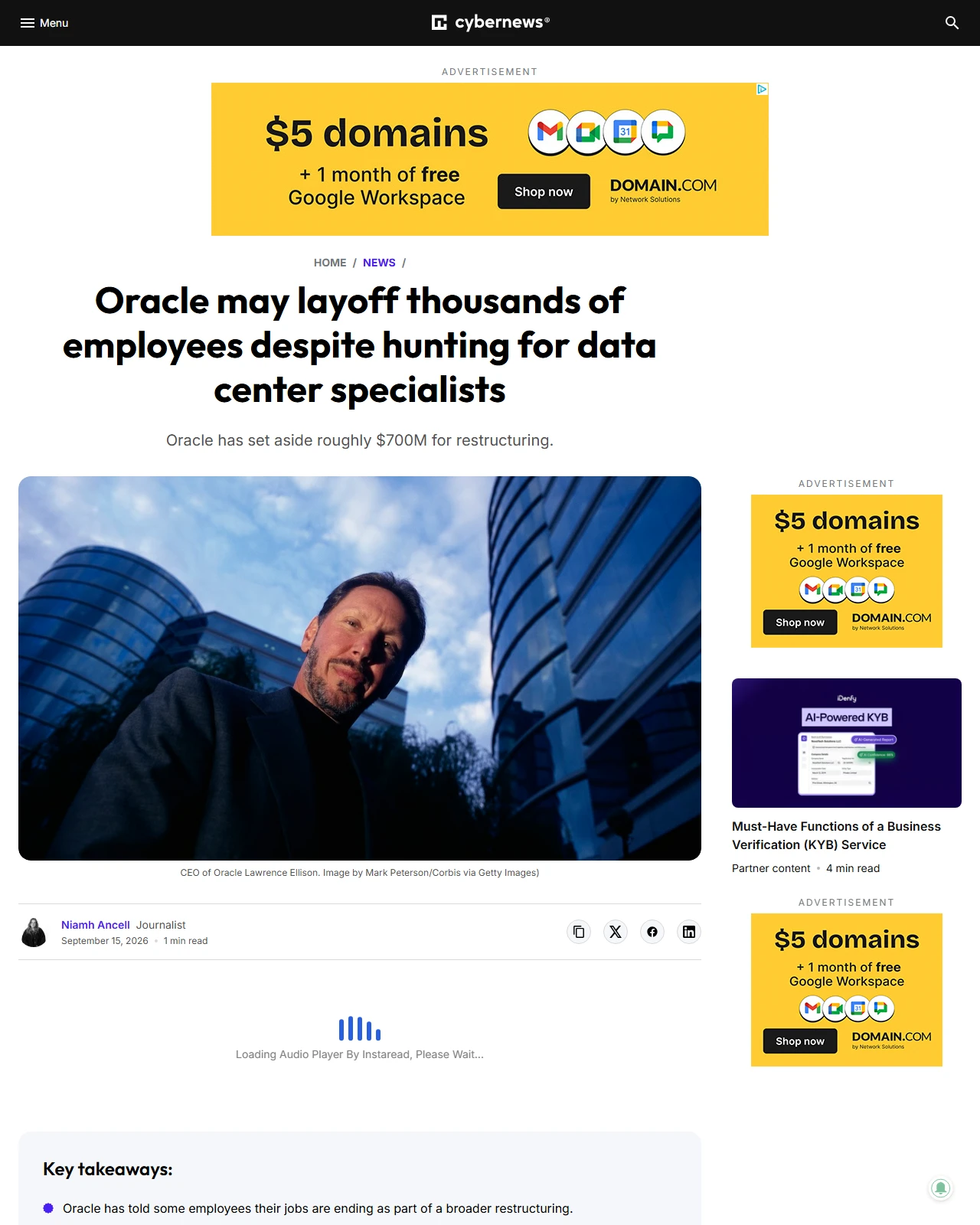 cybernews.com as published: Oracle layoffs: staff told today is their last working day