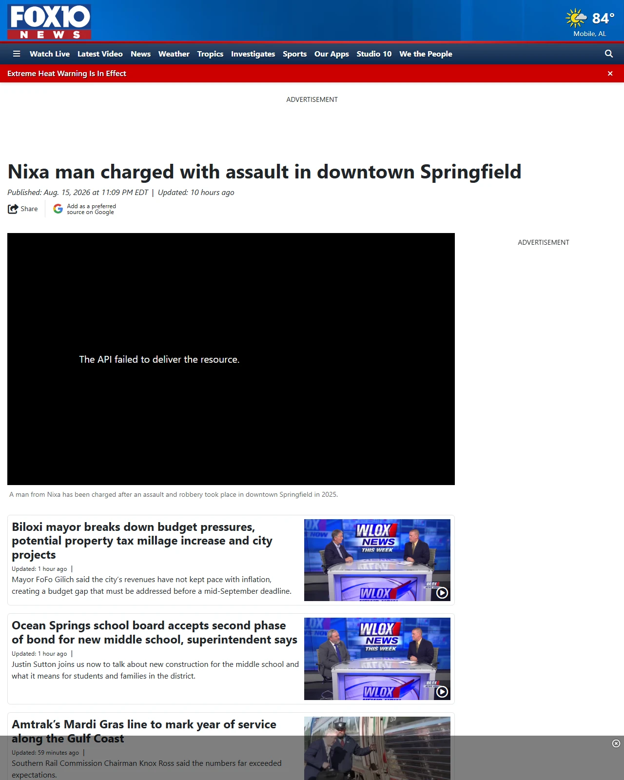 fox10tv.com as published: Nixa man charged with assault in downtown Springfield