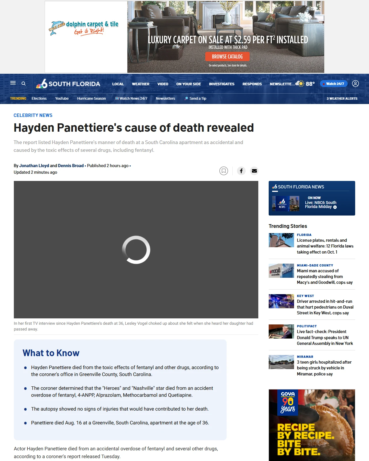 nbcmiami.com as published: Hayden Panettiere's cause of death revealed