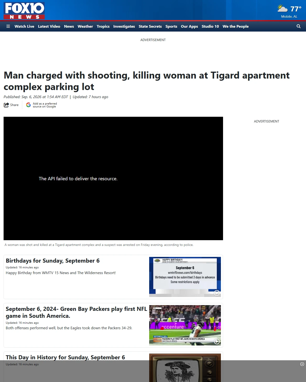 fox10tv.com as published: Man charged with shooting, killing woman at Tigard apartment complex parking lot