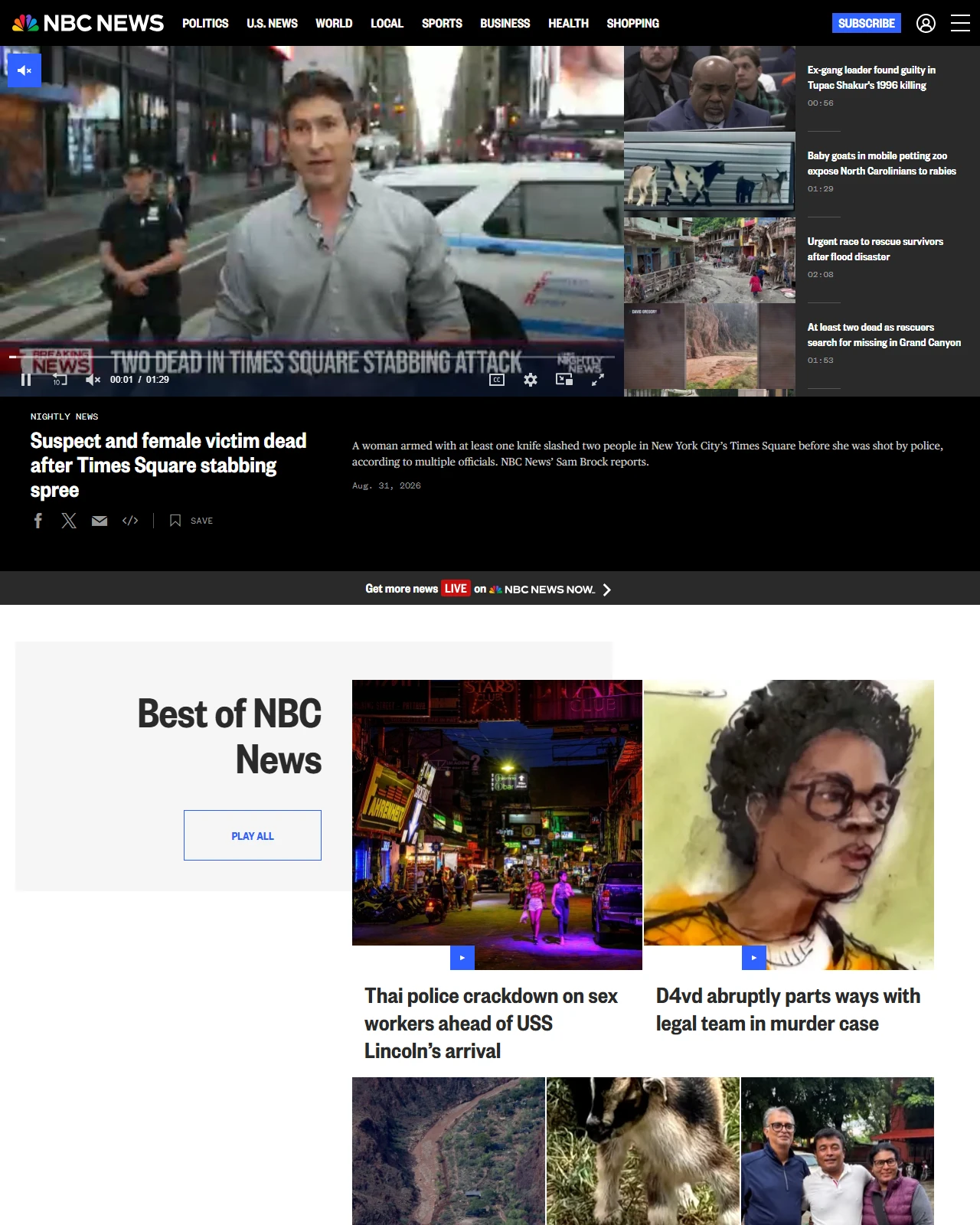 nbcnews.com as published: Suspect and female victim dead after Times Square stabbing spree