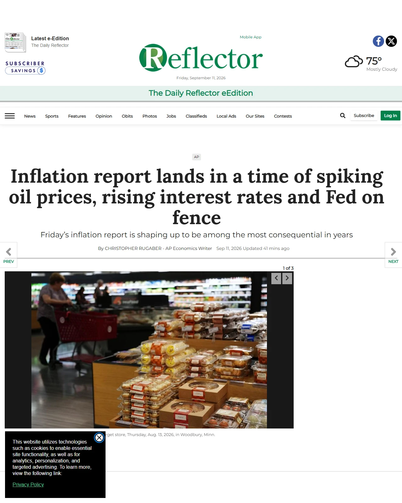 reflector.com as published: Inflation report lands in a time of spiking oil prices, rising interest rates and Fed on fence