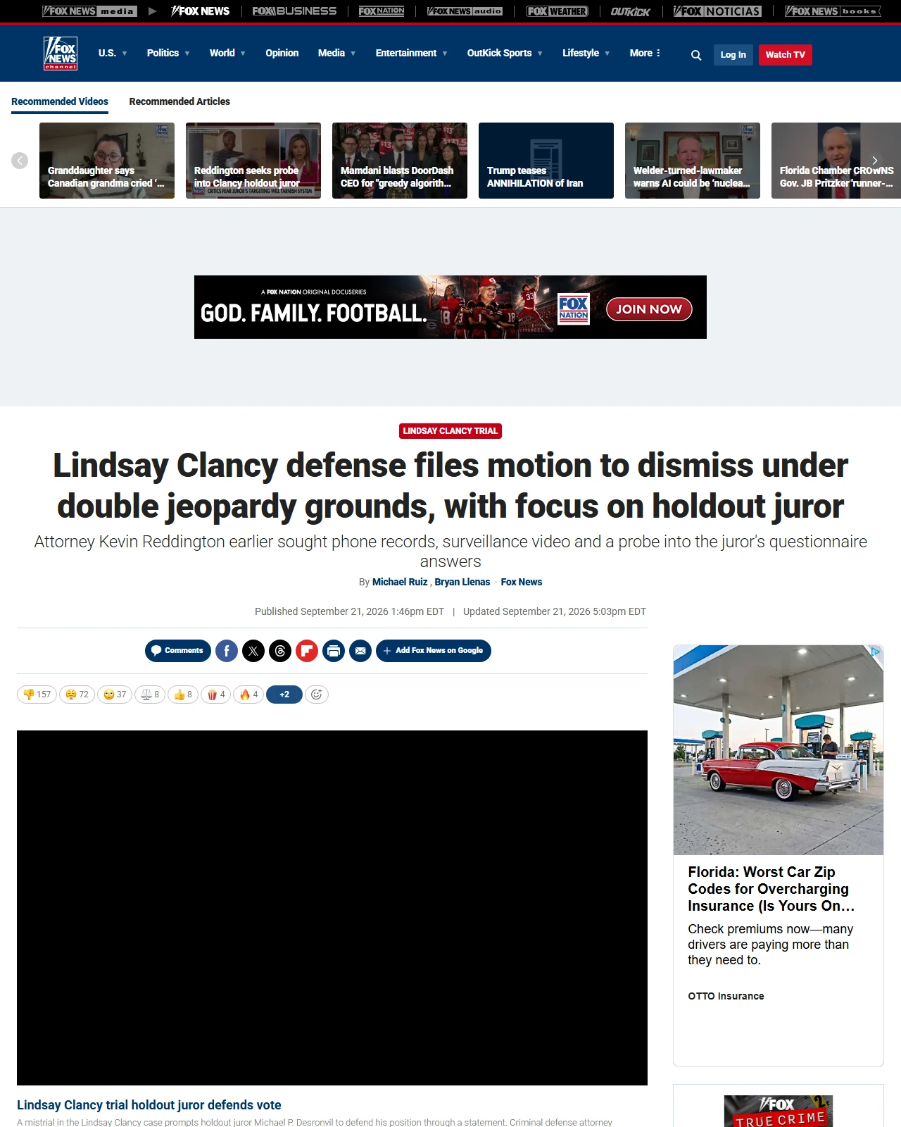 foxnews.com as published: Lindsay Clancy defense files motion to dismiss under double jeopardy grounds, with focus on holdout juror