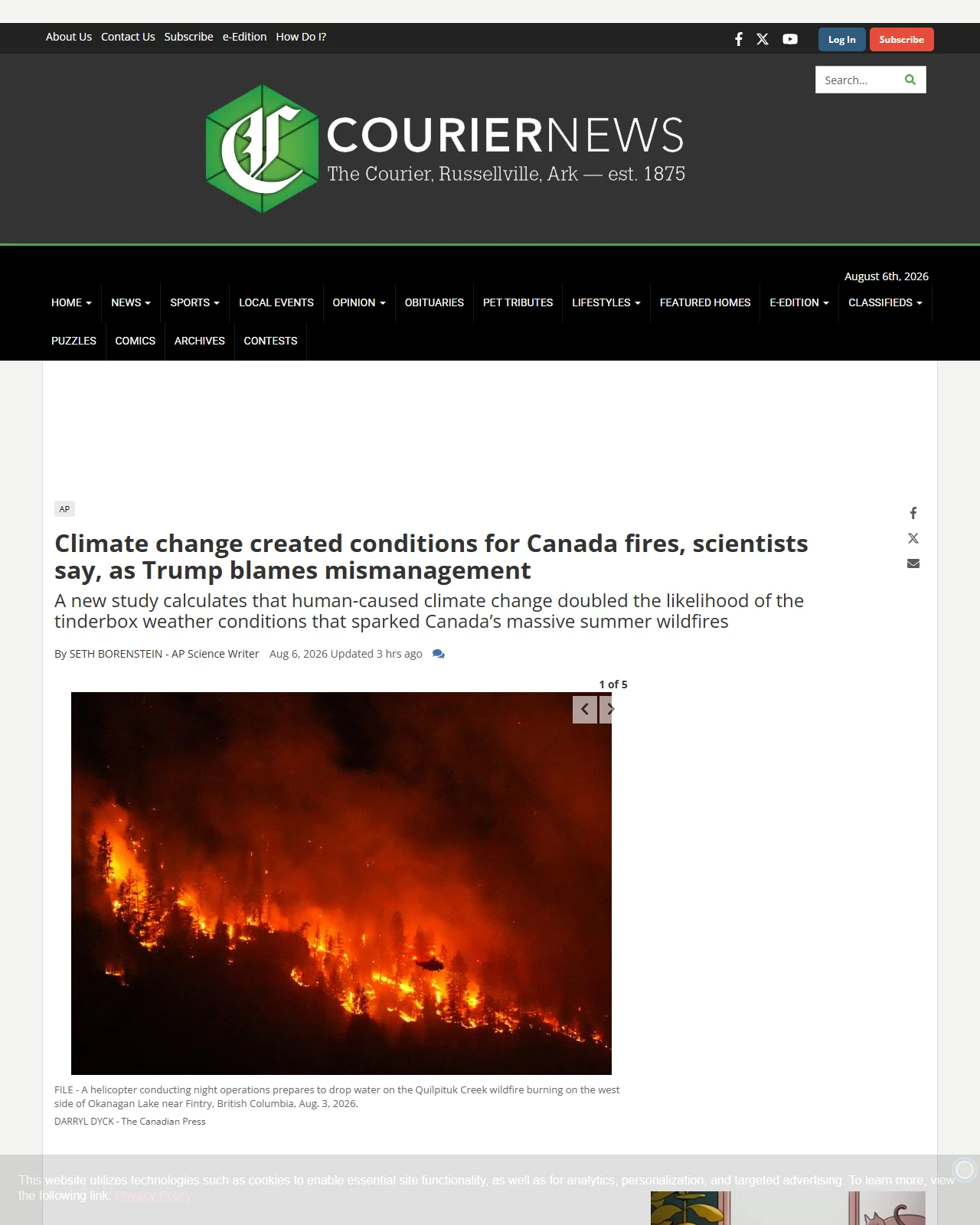 couriernews.com as published: Climate change created conditions for Canada fires, scientists say, as Trump blames mismanagement