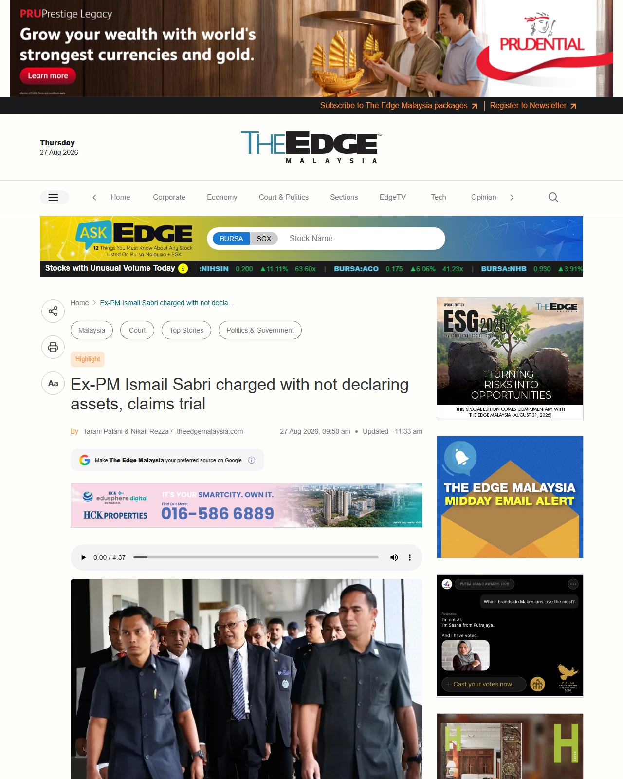 theedgemalaysia.com as published: Ex-PM Ismail Sabri charged with not declaring assets, claims trial