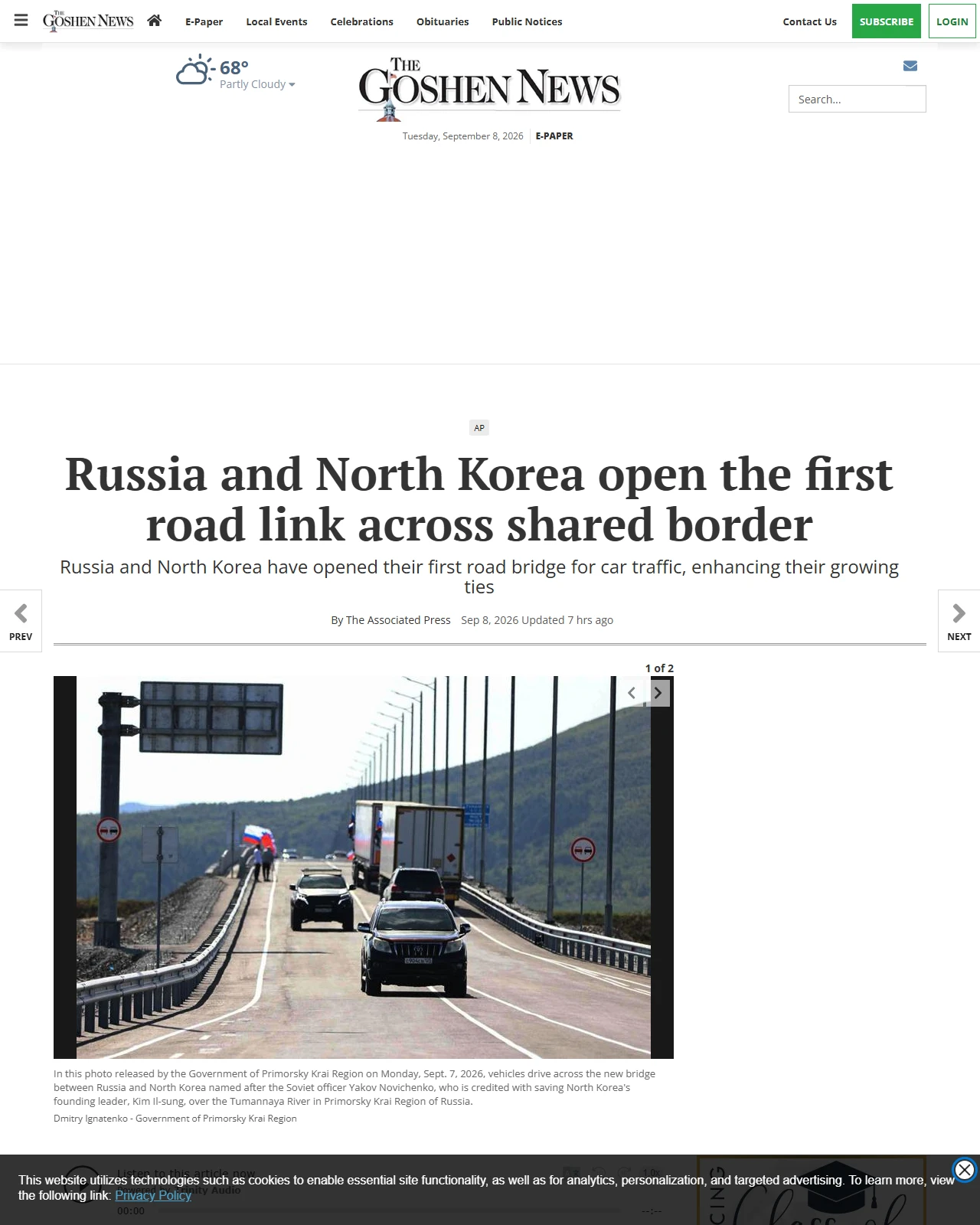 goshennews.com as published: Russia and North Korea open the first road link across shared border