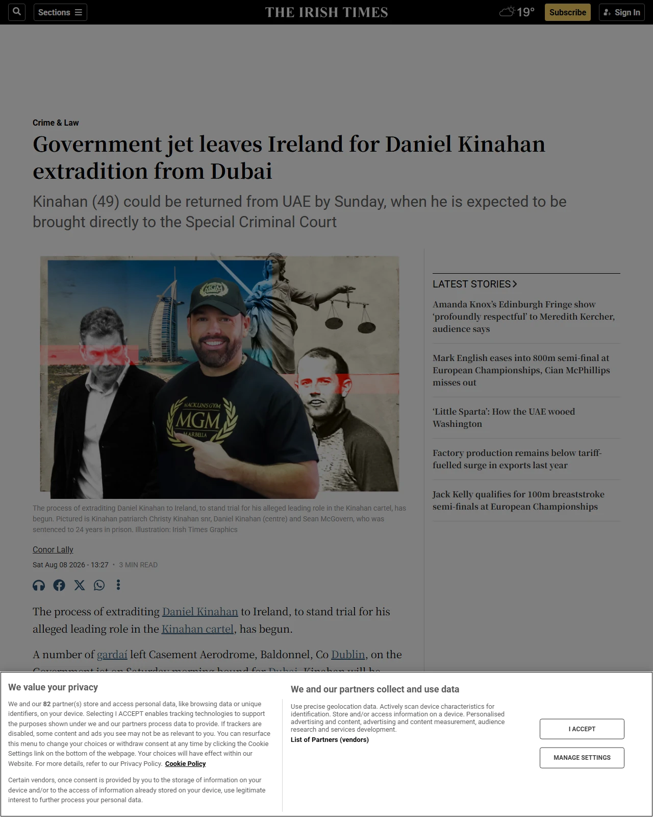 irishtimes.com as published: Government jet leaves Ireland for Daniel Kinahan extradition from Dubai