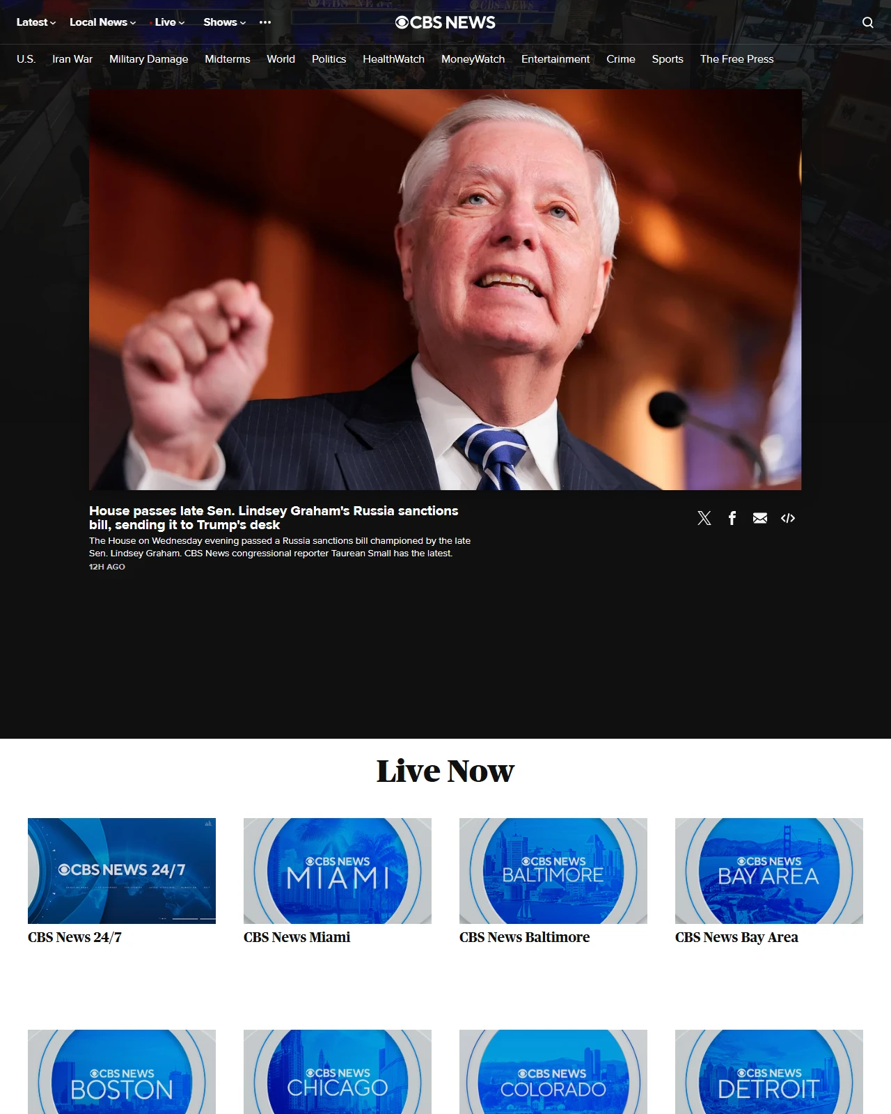 cbsnews.com as published: House passes late Sen. Lindsey Graham's Russia sanctions bill, sending it to Trump's desk