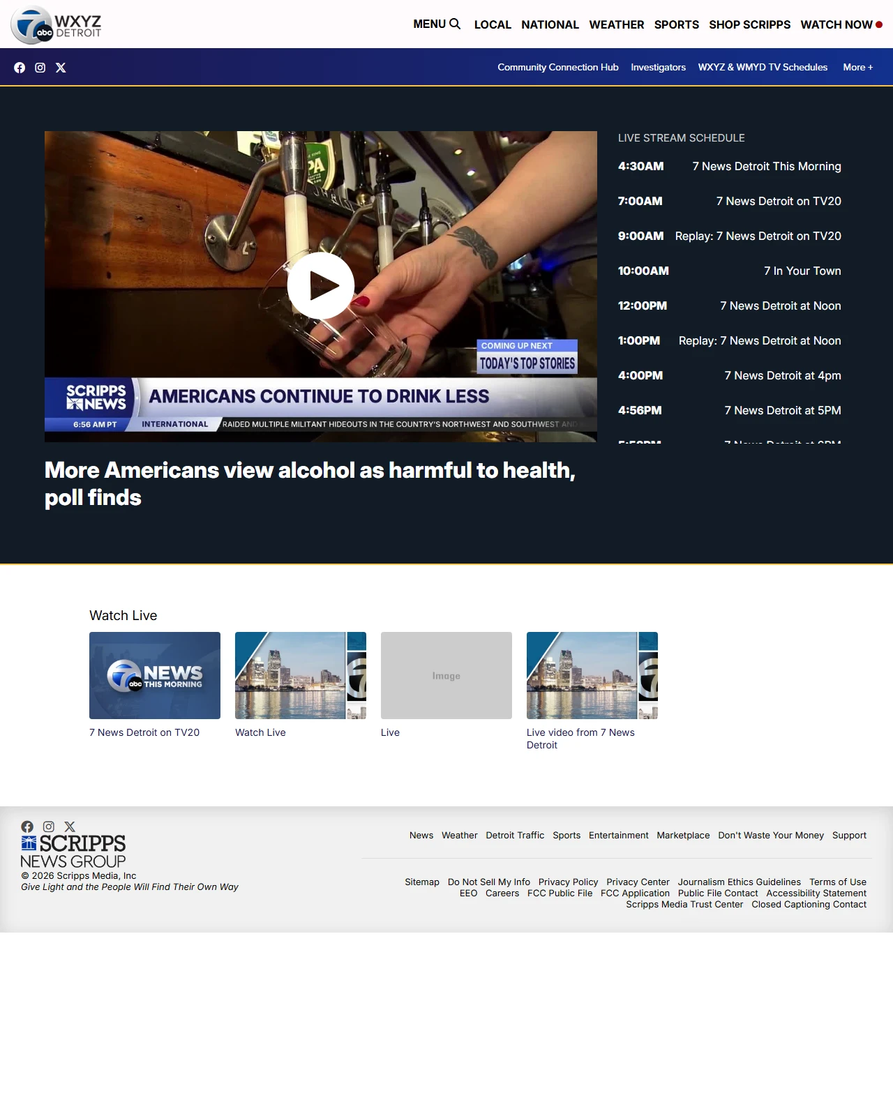 wxyz.com as published: More Americans view alcohol as harmful to health, poll finds