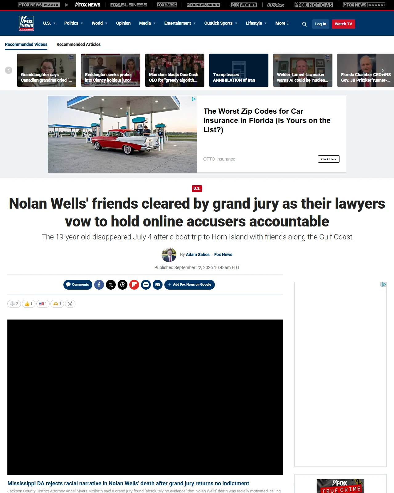 foxnews.com as published: Nolan Wells' friends cleared by grand jury as their lawyers vow to hold online accusers accountable