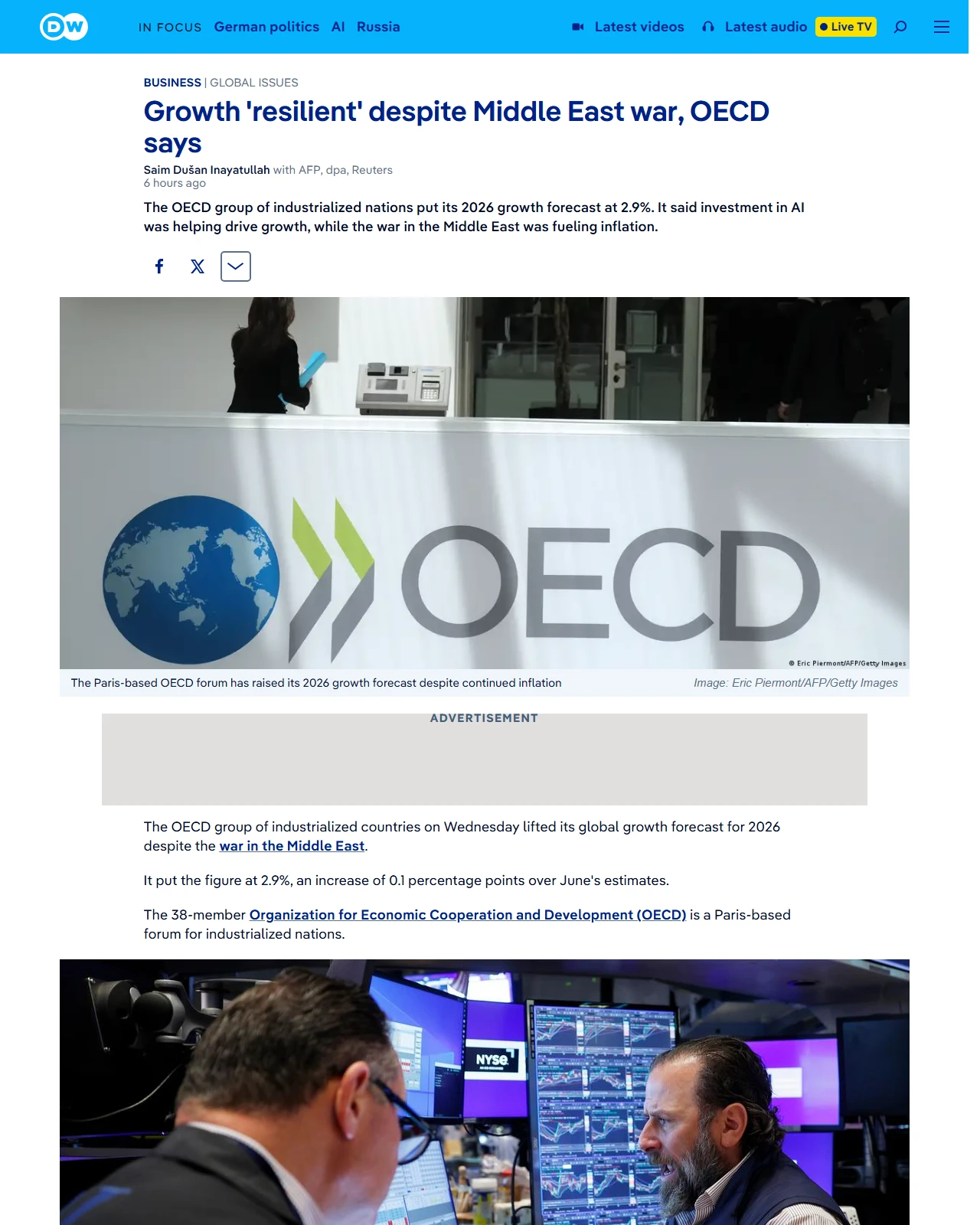 dw.com as published: OECD says growth 'resilient' in 2026 despite Middle East war
