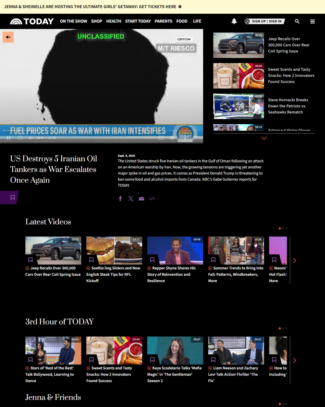 today.com as published: US Destroys 5 Iranian Oil Tankers as War Escalates Once Again