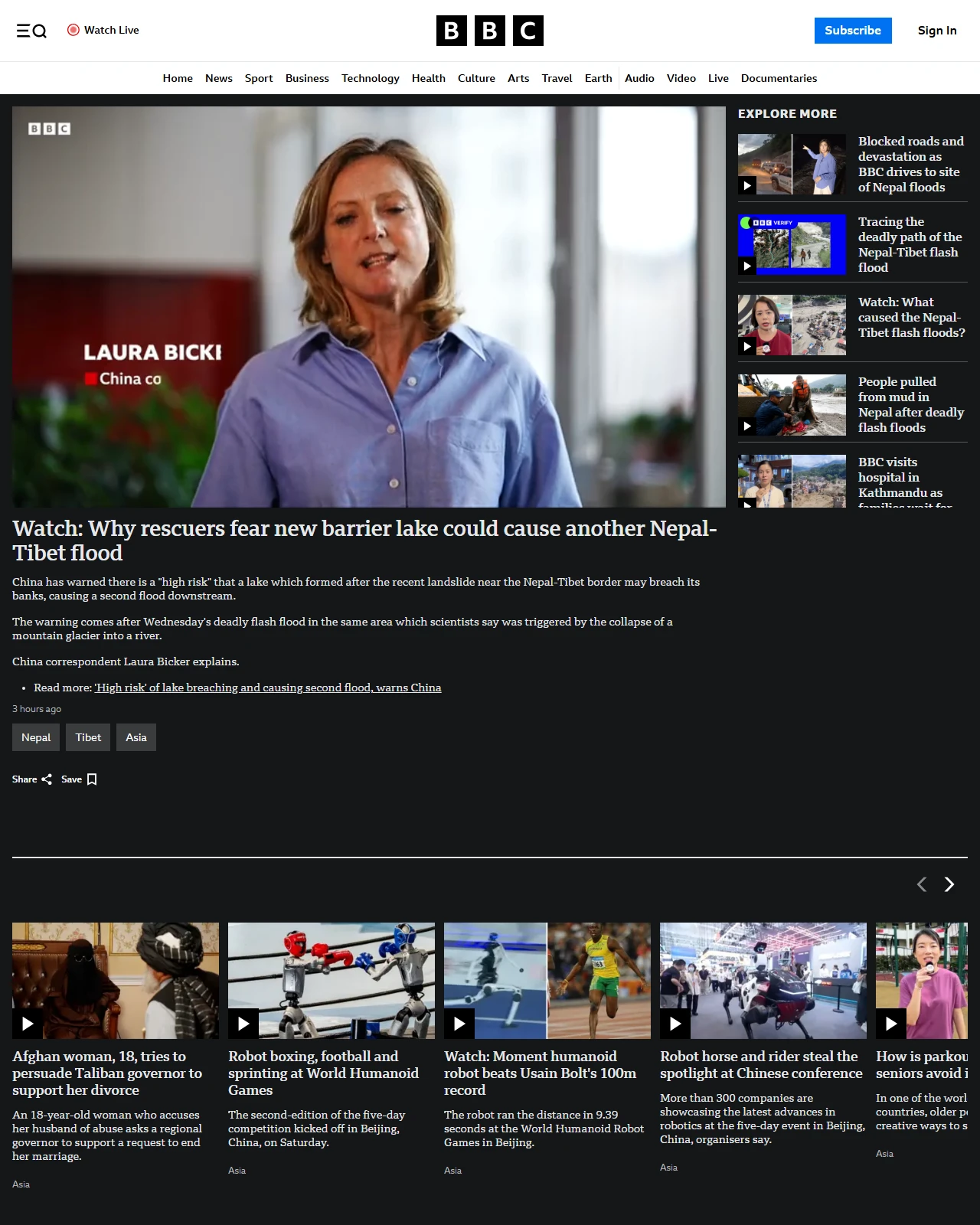bbc.co.uk as published: Watch: Why rescuers fear new barrier lake could cause another Nepal-Tibet flood