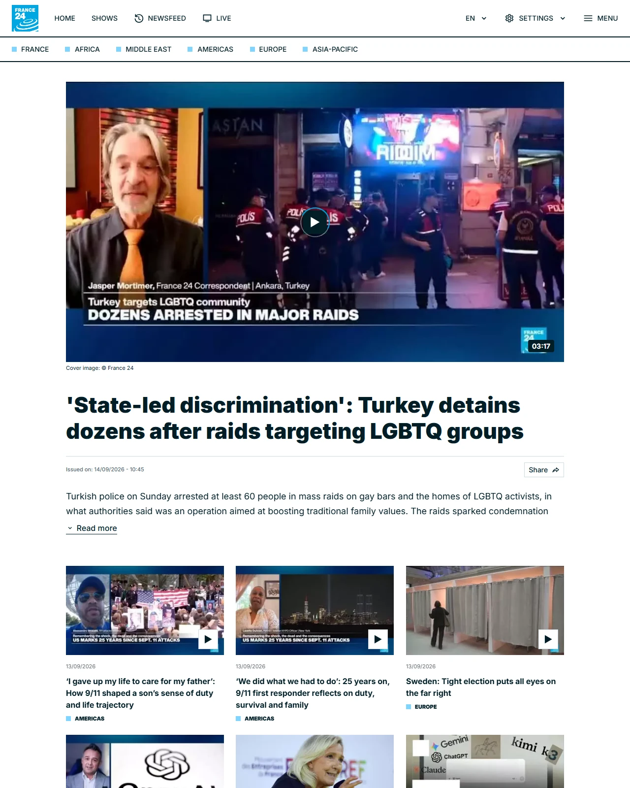 france24.com as published: 'State-led discrimination': Turkey detains dozens after raids targeting LGBTQ groups