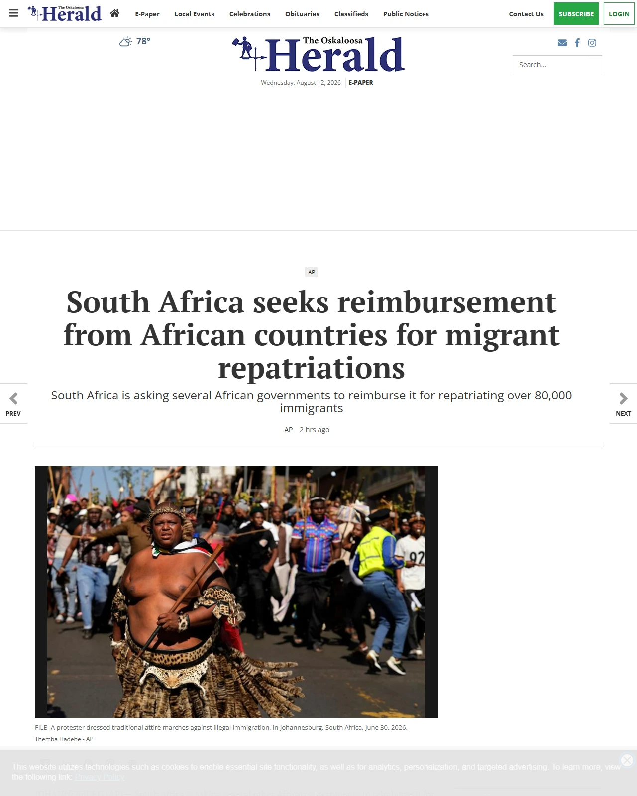 oskaloosa.com as published: South Africa seeks reimbursement from African countries for migrant repatriations