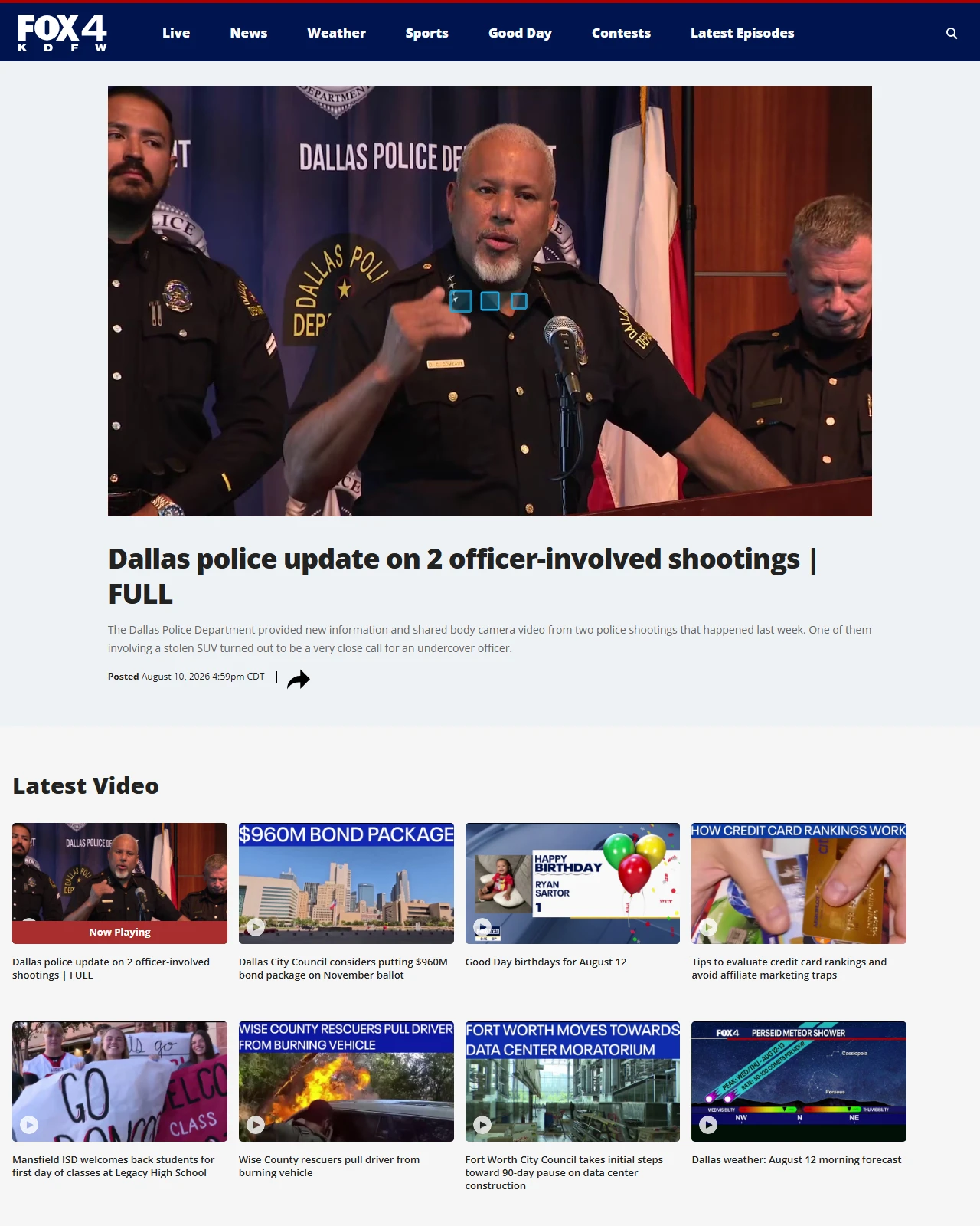 fox4news.com as published: Dallas police update on 2 officer-involved shootings | FULL - FOX 4 News Dallas-Fort Worth