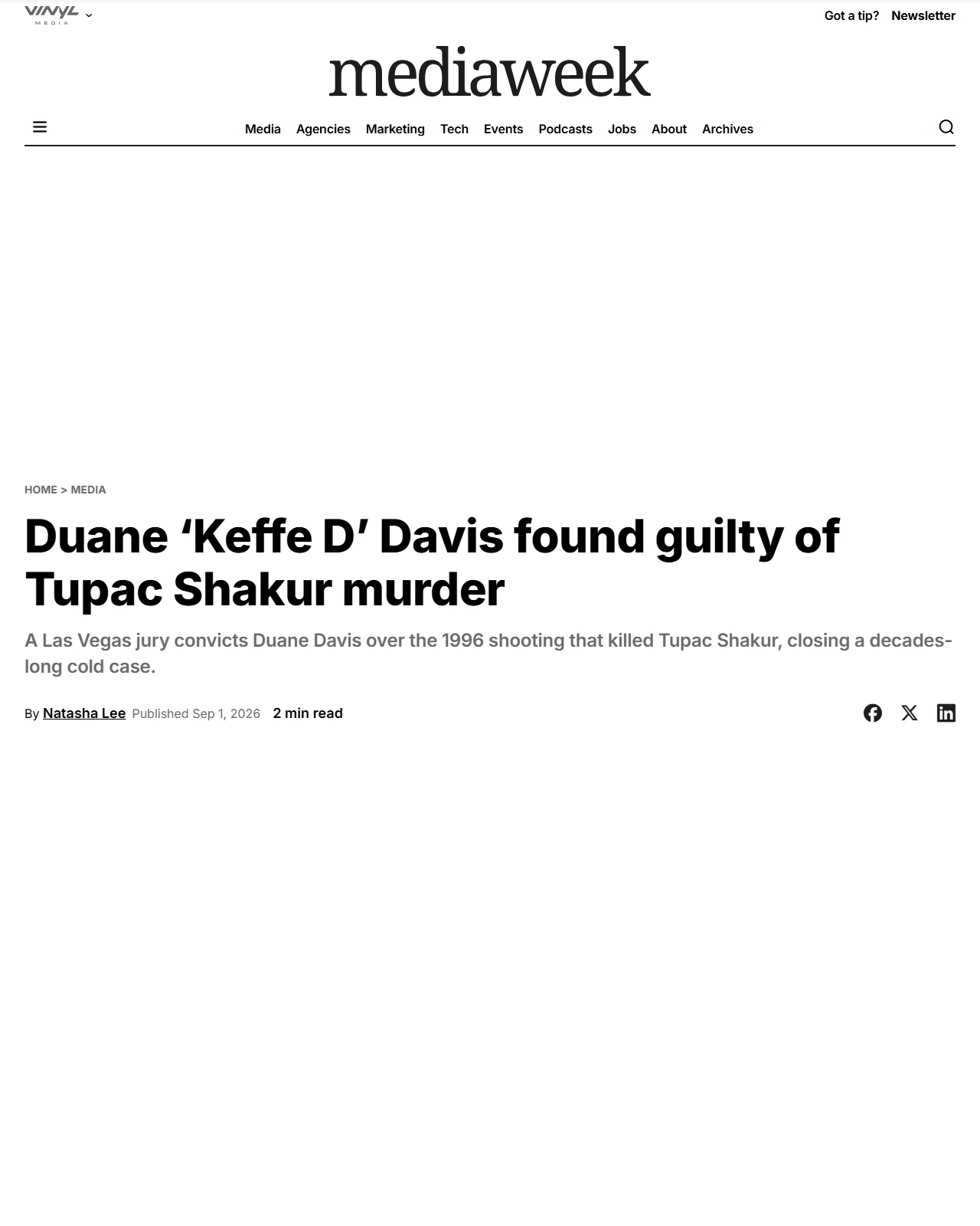 mediaweek.com.au as published: Duane ‘Keffe D’ Davis found guilty of Tupac Shakur murder