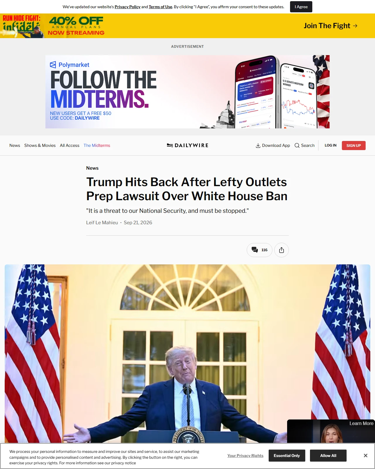 dailywire.com as published: Trump Hits Back After Lefty Outlets Prep Lawsuit Over White House Ban