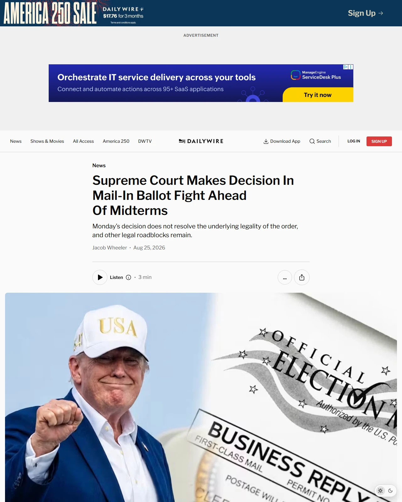 dailywire.com as published: Supreme Court Makes Decision In Mail-In Ballot Fight Ahead Of Midterms